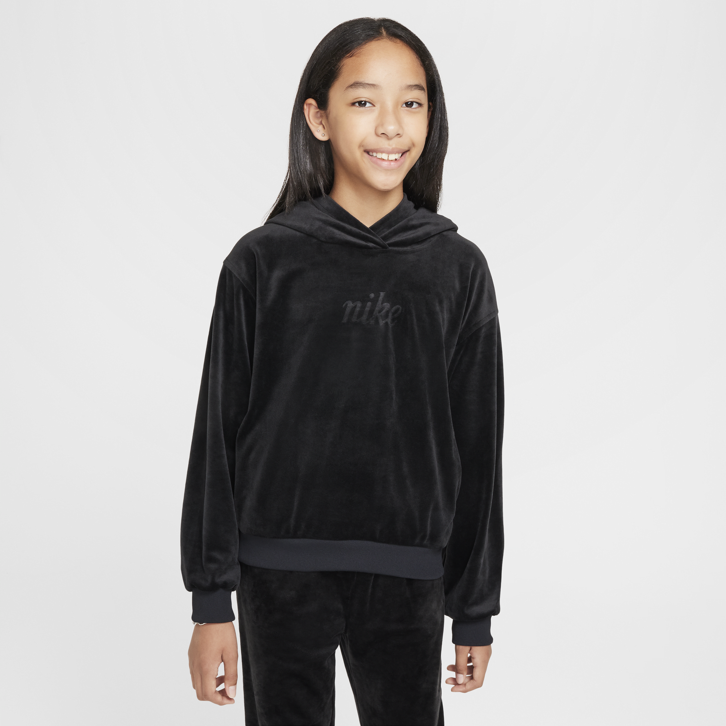 Nike Women's Sportswear Girls' Pullover Hoodie In Black