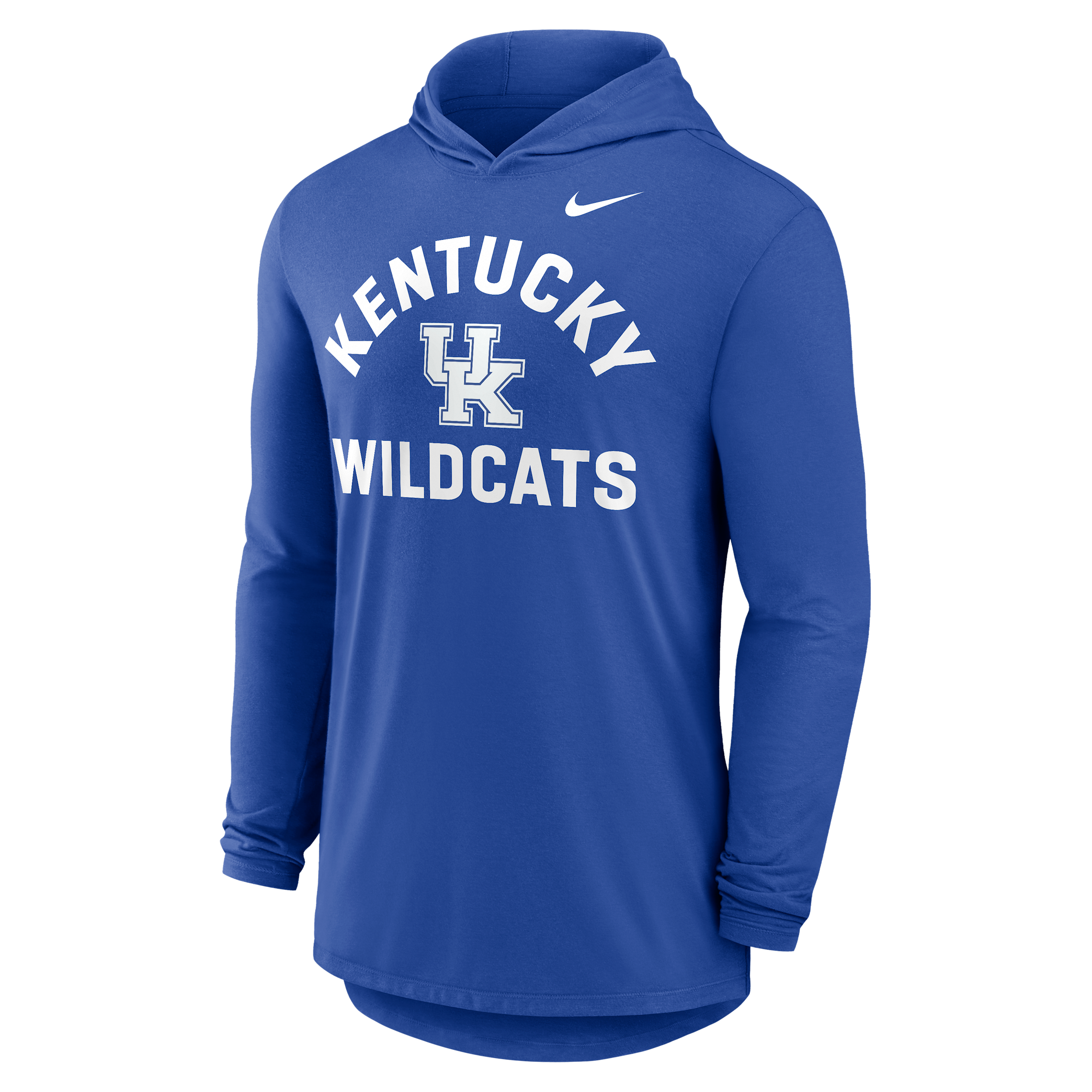 Kentucky Primetime Arch Nike Men's Dri-FIT College Long-Sleeve Hooded T-Shirt in Blue | 01NB4EVNKY-UKL