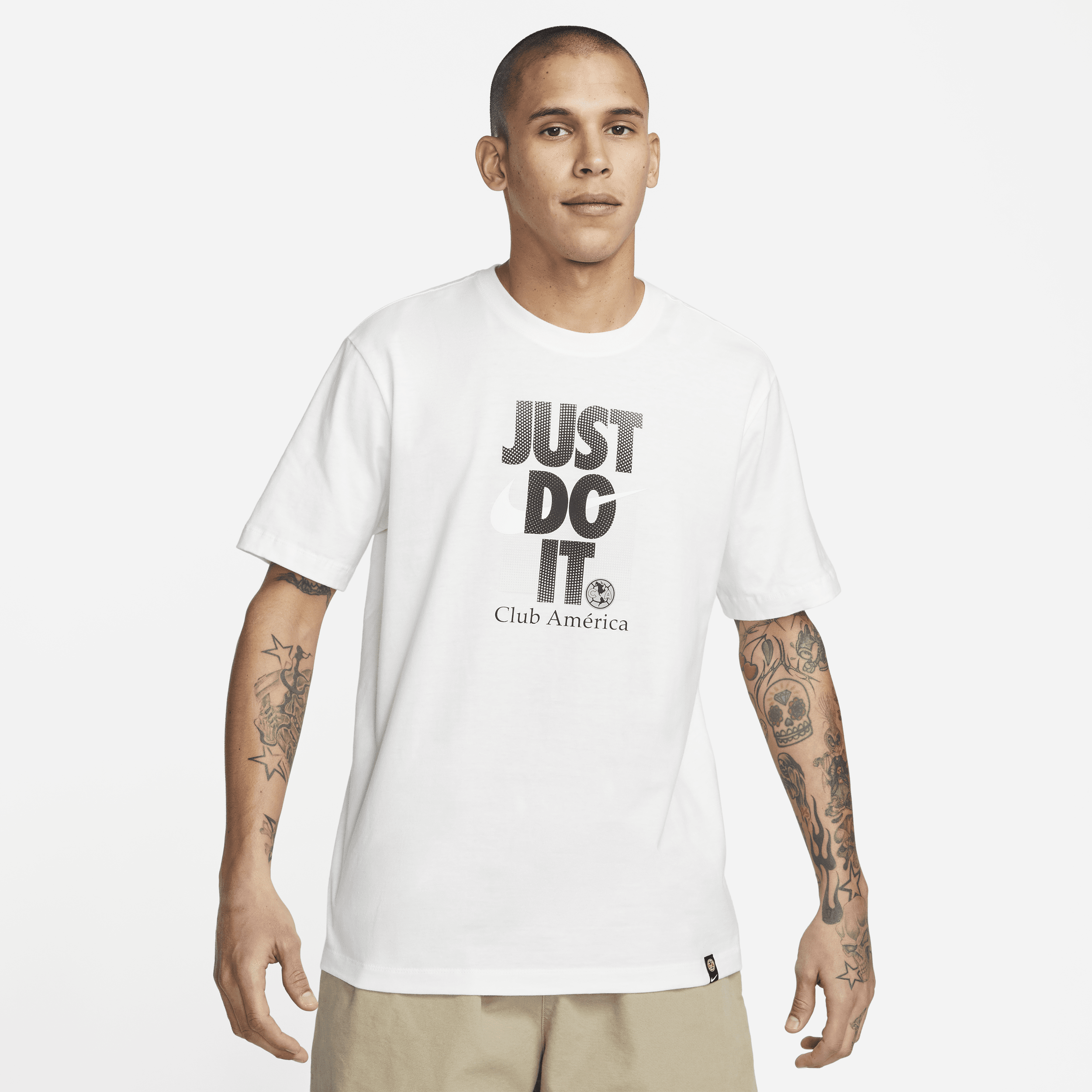 Shop Nike Club America Just Do It  Men's Soccer T-shirt In White