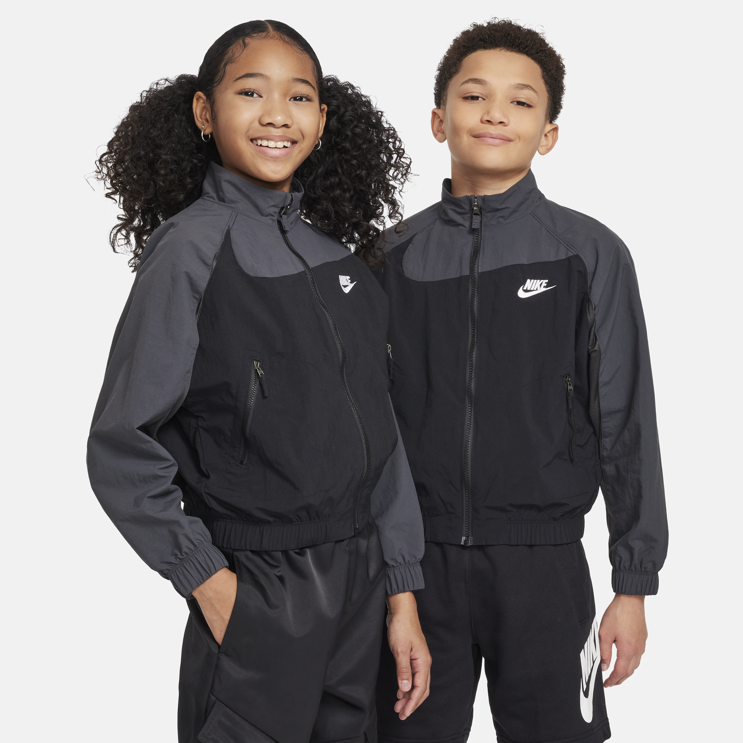 Nike Sportswear Amplify Big Kids' Woven Full-zip Jacket In Black