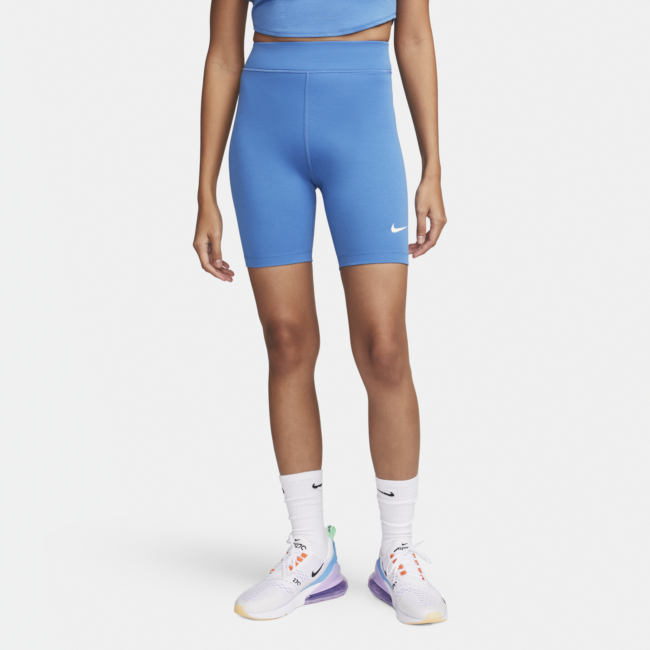 Shop Nike Women's  Sportswear Classic High-waisted 8" Biker Shorts In Blue