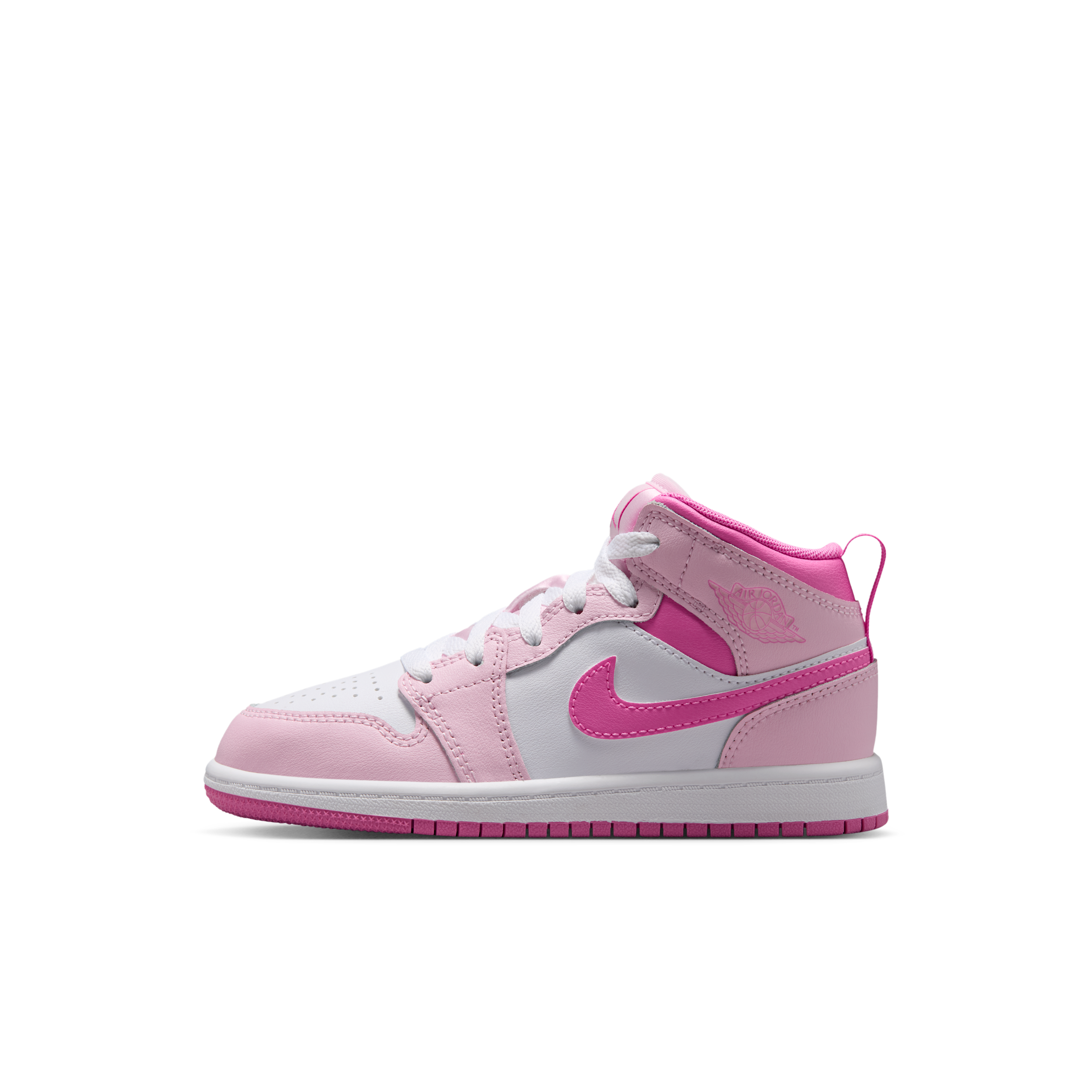 Jordan Kids' Preschool Air Jordan 1 Mid Basketball Shoes, Size 1.5, Pink/Rose/White