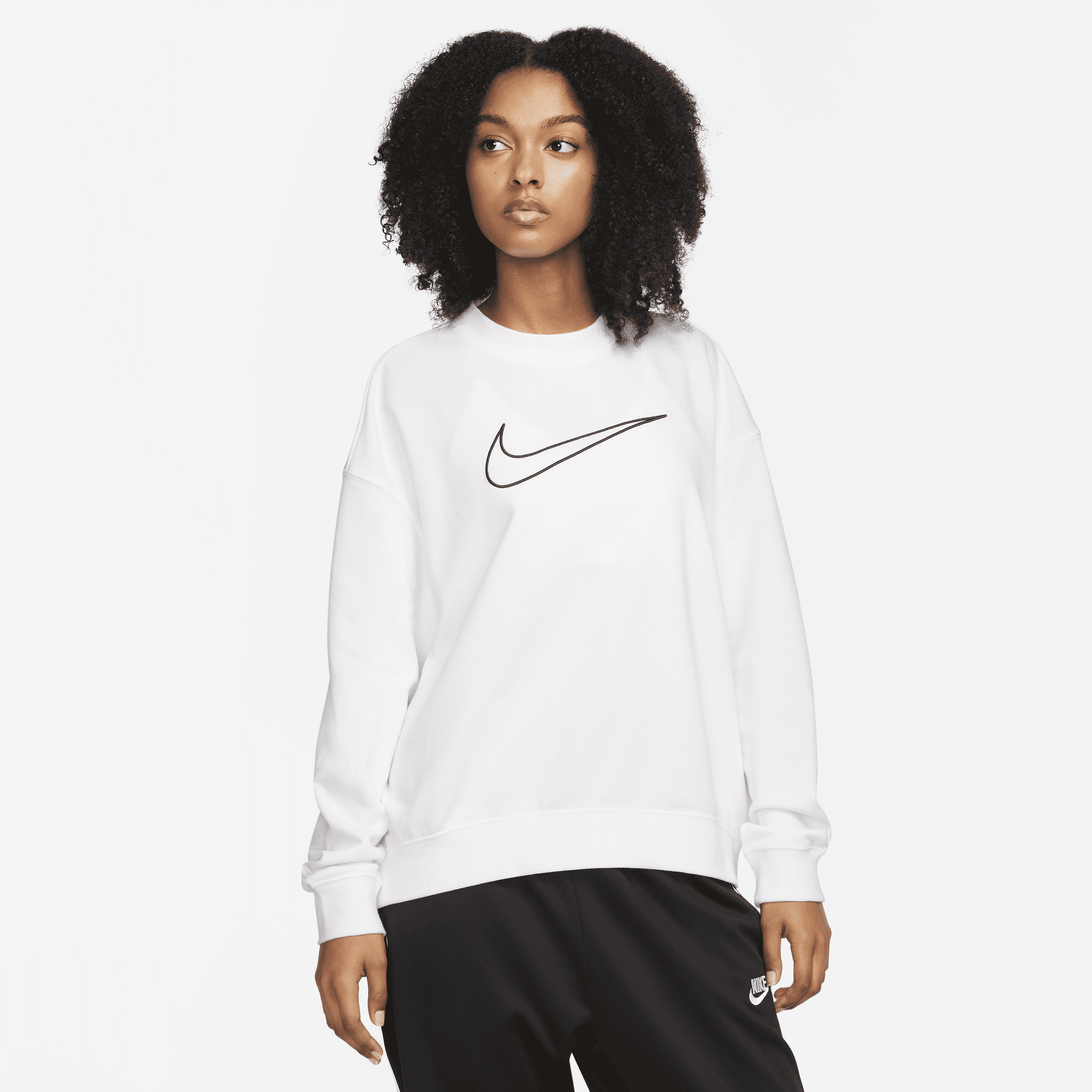 Nike Women's Dri-fit Get Fit Graphic Crewneck Sweatshirt In White