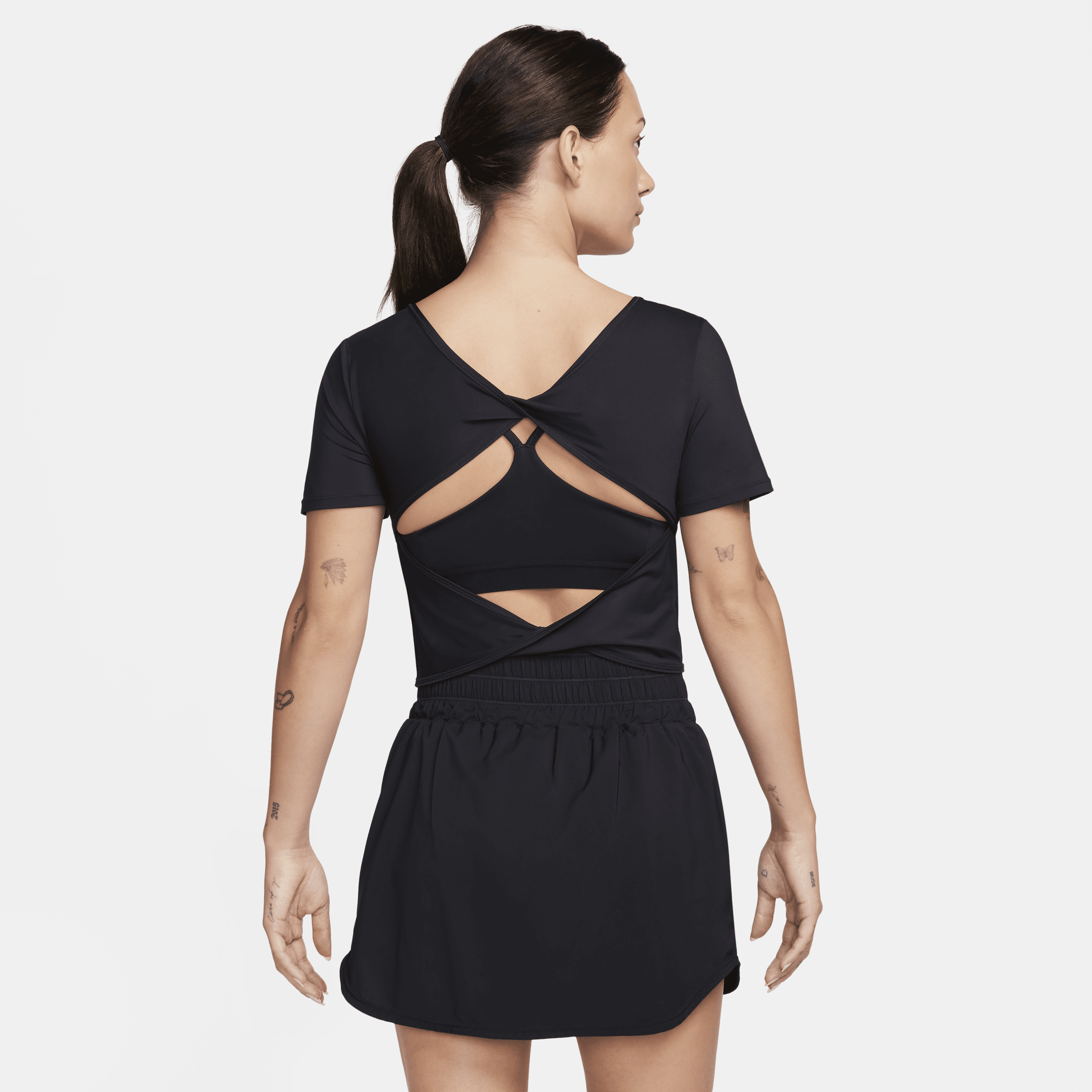 Nike One Classic Dri-fit Twist Short Sleeve Top In Black