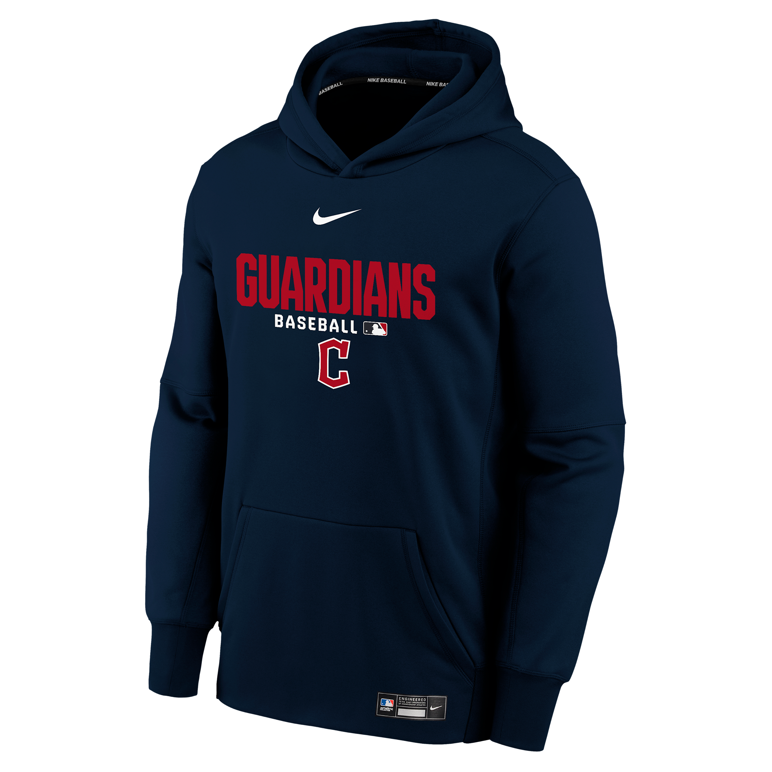Cleveland Guardians Authentic Collection Big Kids' Nike Therma-FIT MLB Pullover Hoodie in Blue | Z3B7NMKKGUA-NGK
