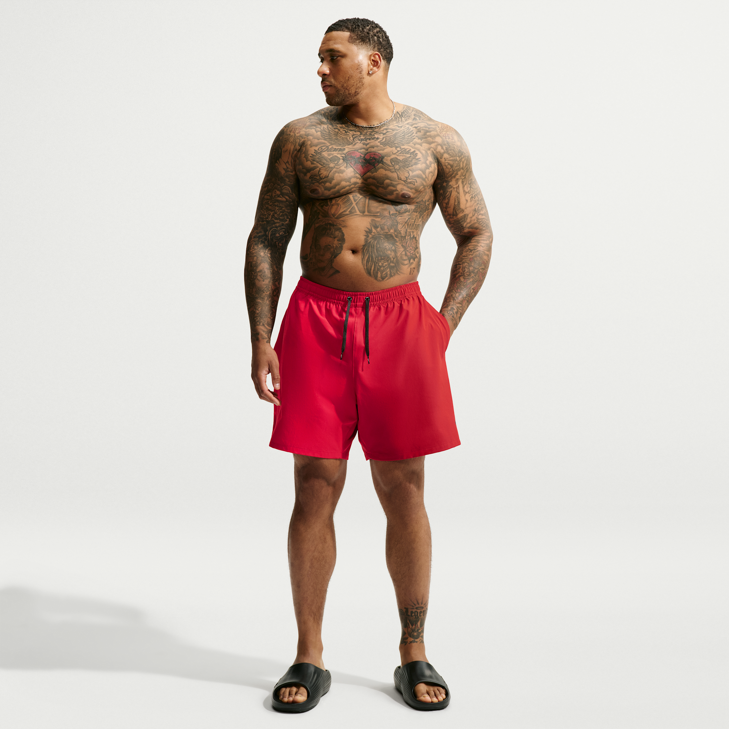Nike Men's Swim Contend Essential 7" Brief-Lined Volley Short (Big & Tall) in Red | NESSG591-614