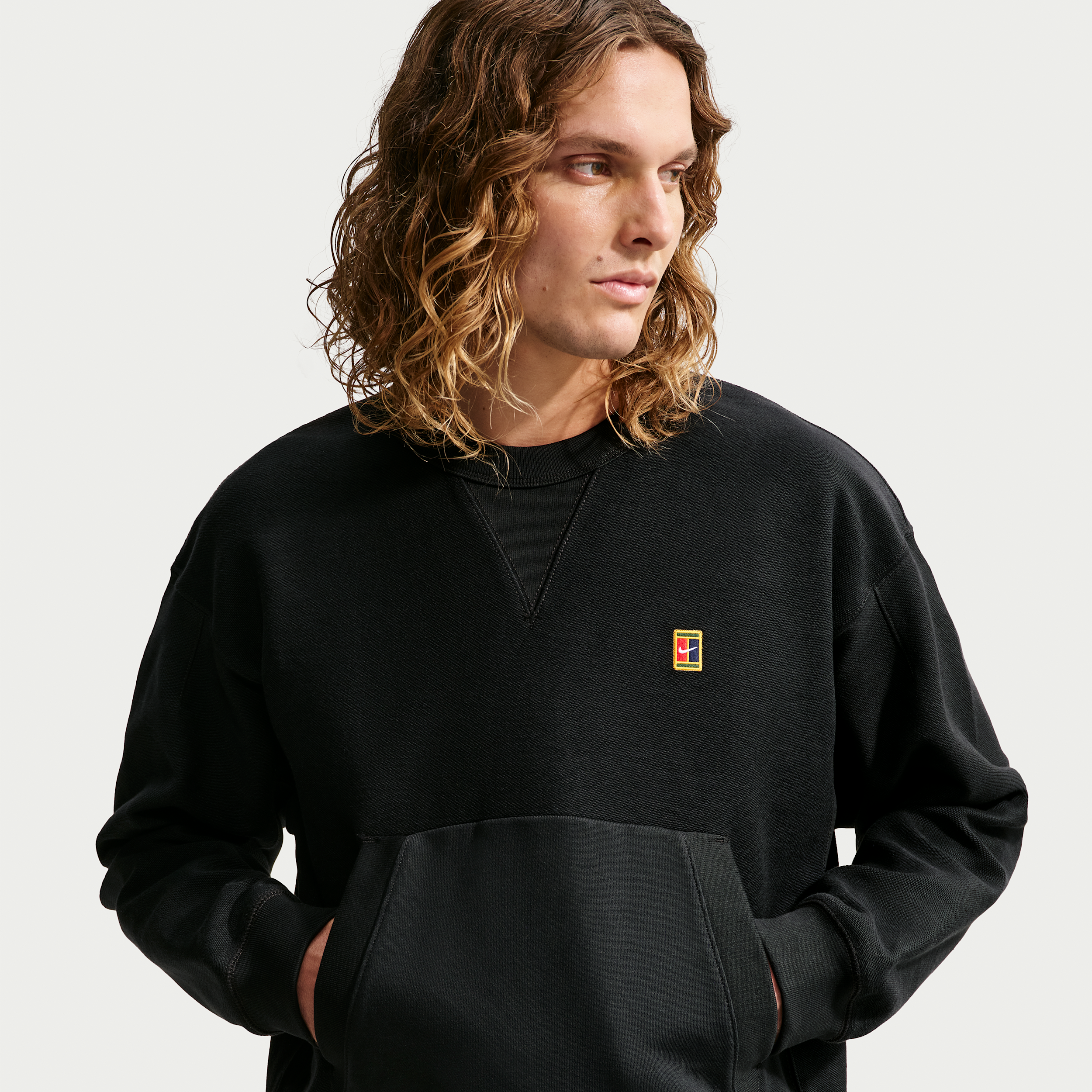 Nike Men's Club Rules French Terry Crew-Neck Sweatshirt in Black | IR0981-010