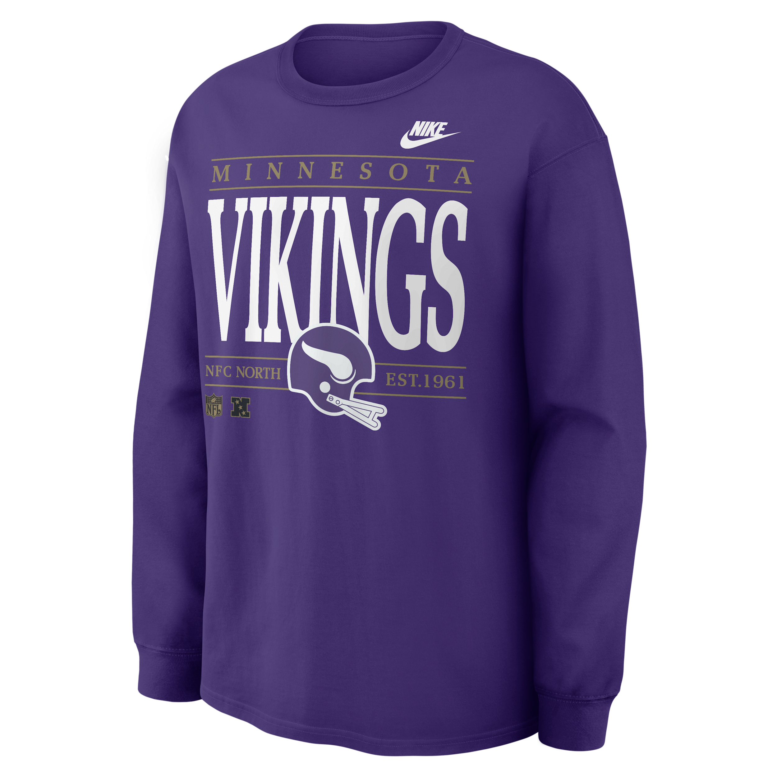 Nike Men's Minnesota Vikings Rewind Max90 Throwback-Graphic Long-Sleeve Crewneck T-Shirt - Purple
