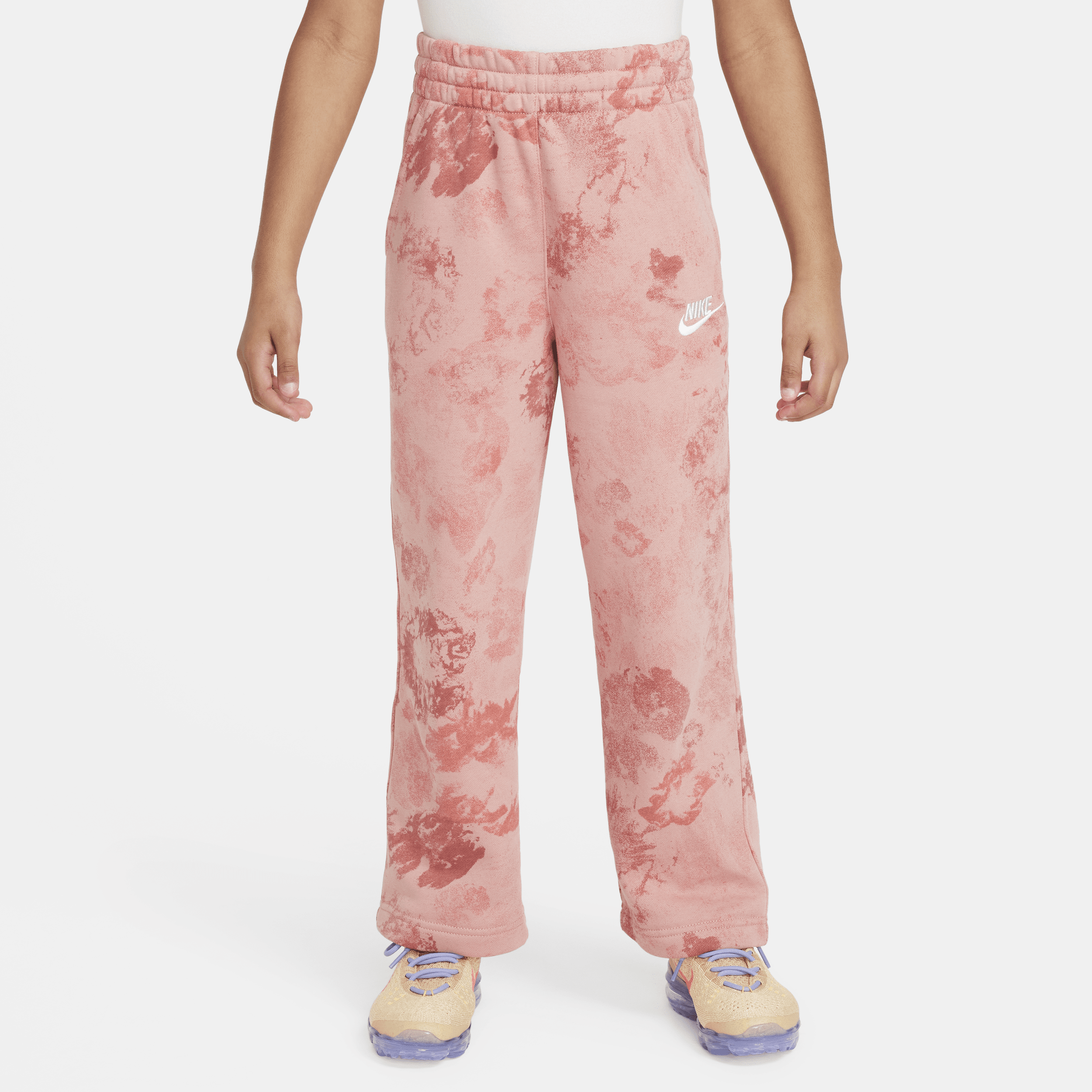 Shop Nike Sportswear Club Fleece Big Kids' (girls') French Terry Wide-leg Pants In Pink