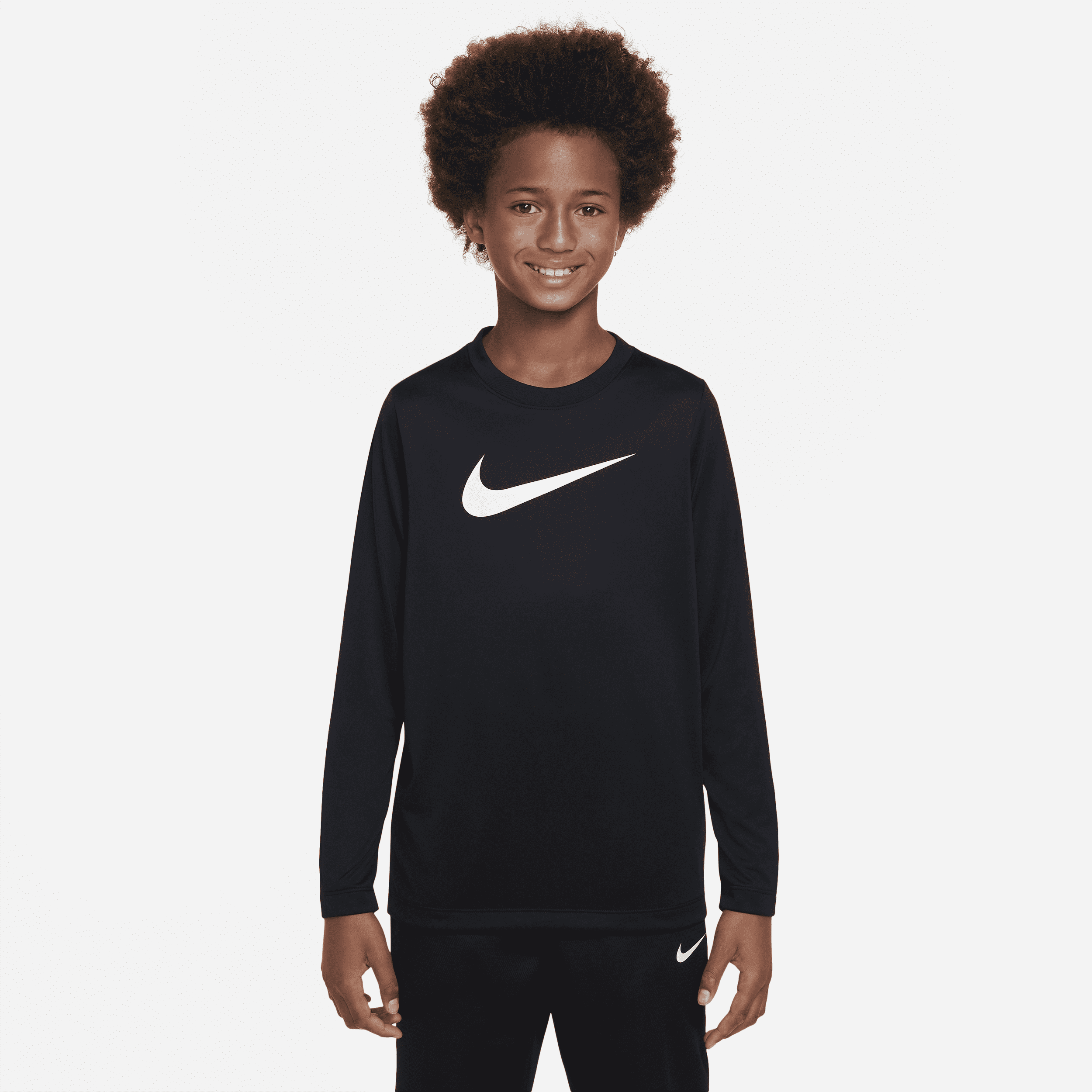 Nike Dri-fit Legend Big Kids' (boys') Long-sleeve T-shirt In Black