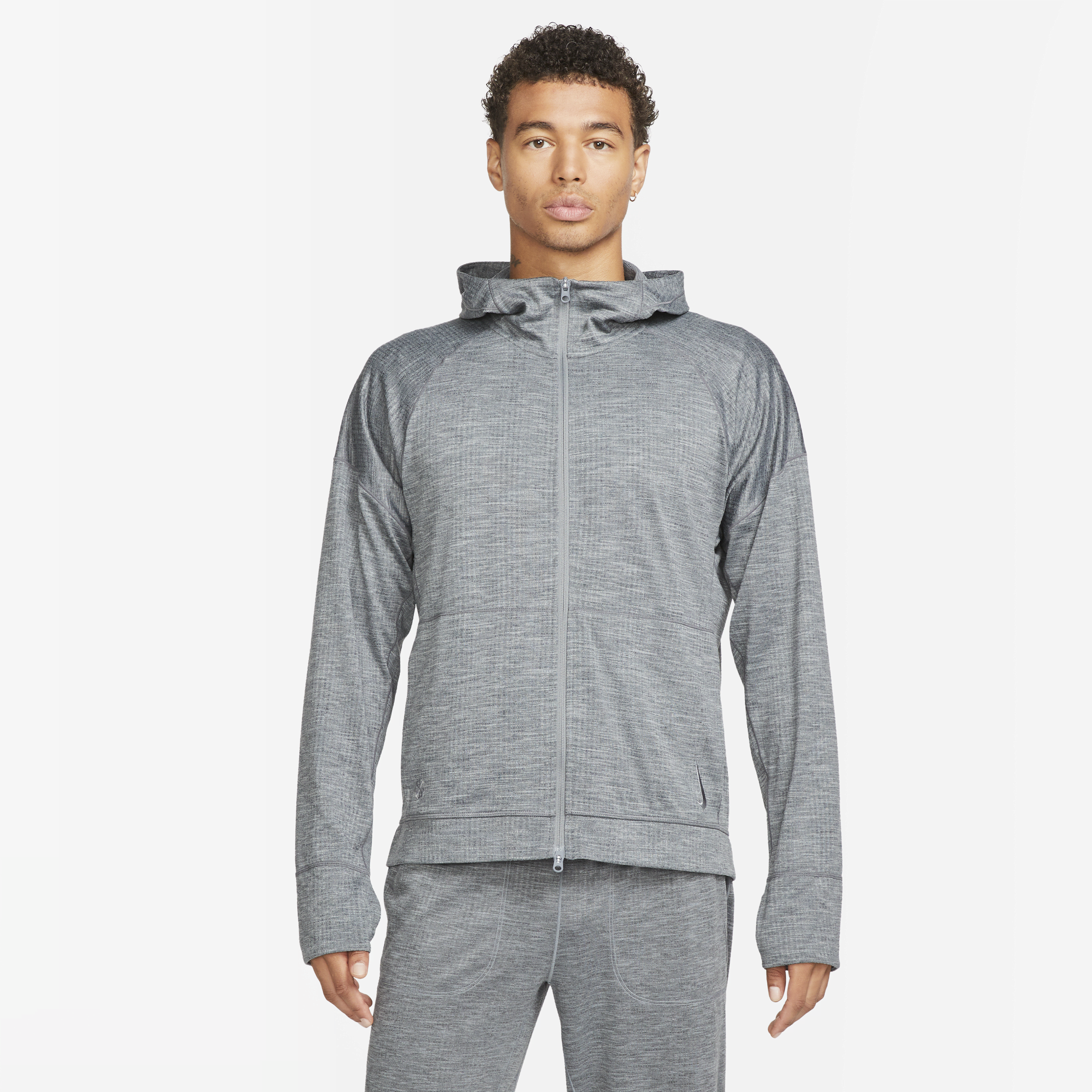 Nike Men's  Yoga Dri-fit Full-zip Jersey Hoodie In Grey