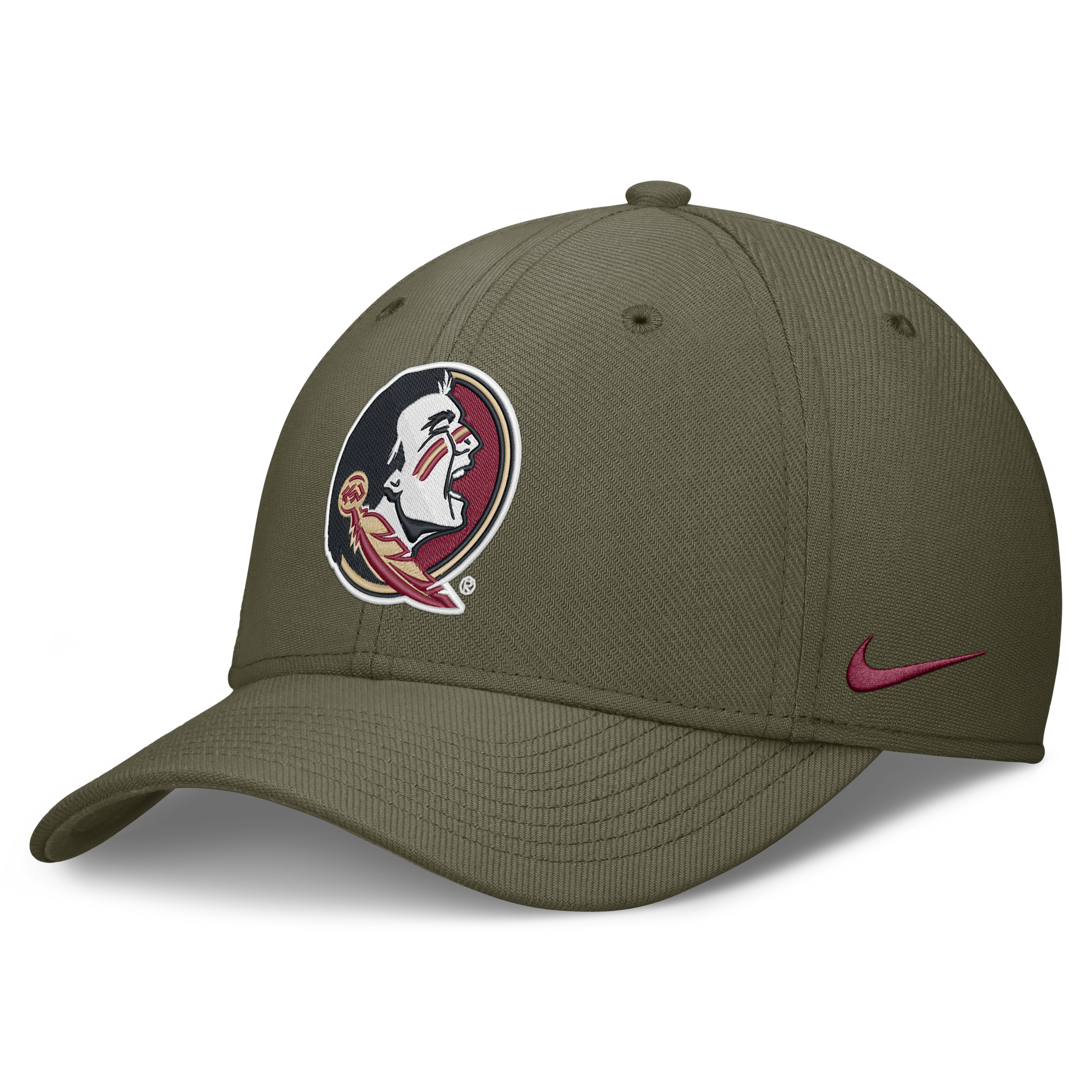 Nike Men's Olive Florida State Seminoles Primetime SwooshFlex Dri-fit Hat - Olive