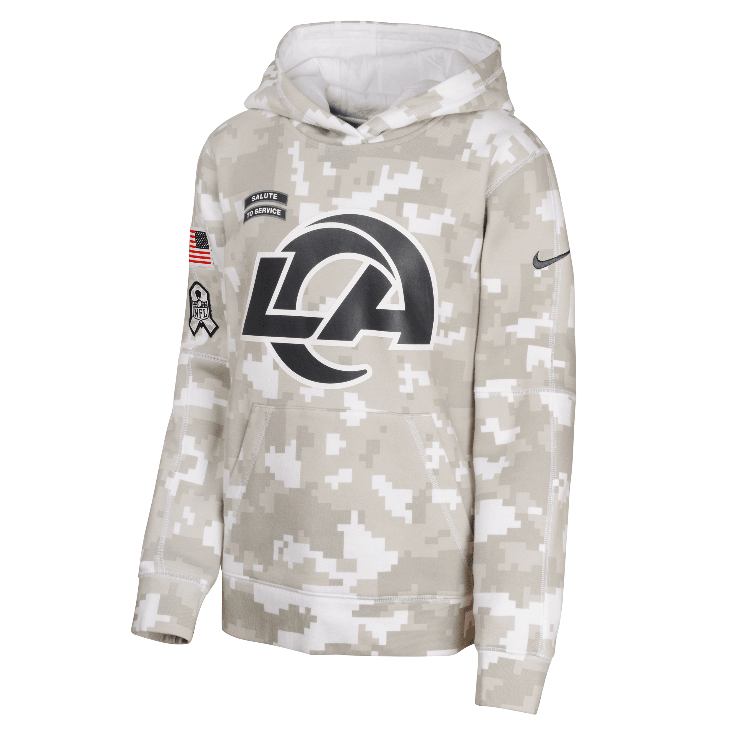 NIKE LOS ANGELES RAMS SALUTE TO SERVICE PRIMARY EDGE CLUB BIG KIDS'  NFL PULLOVER HOODIE