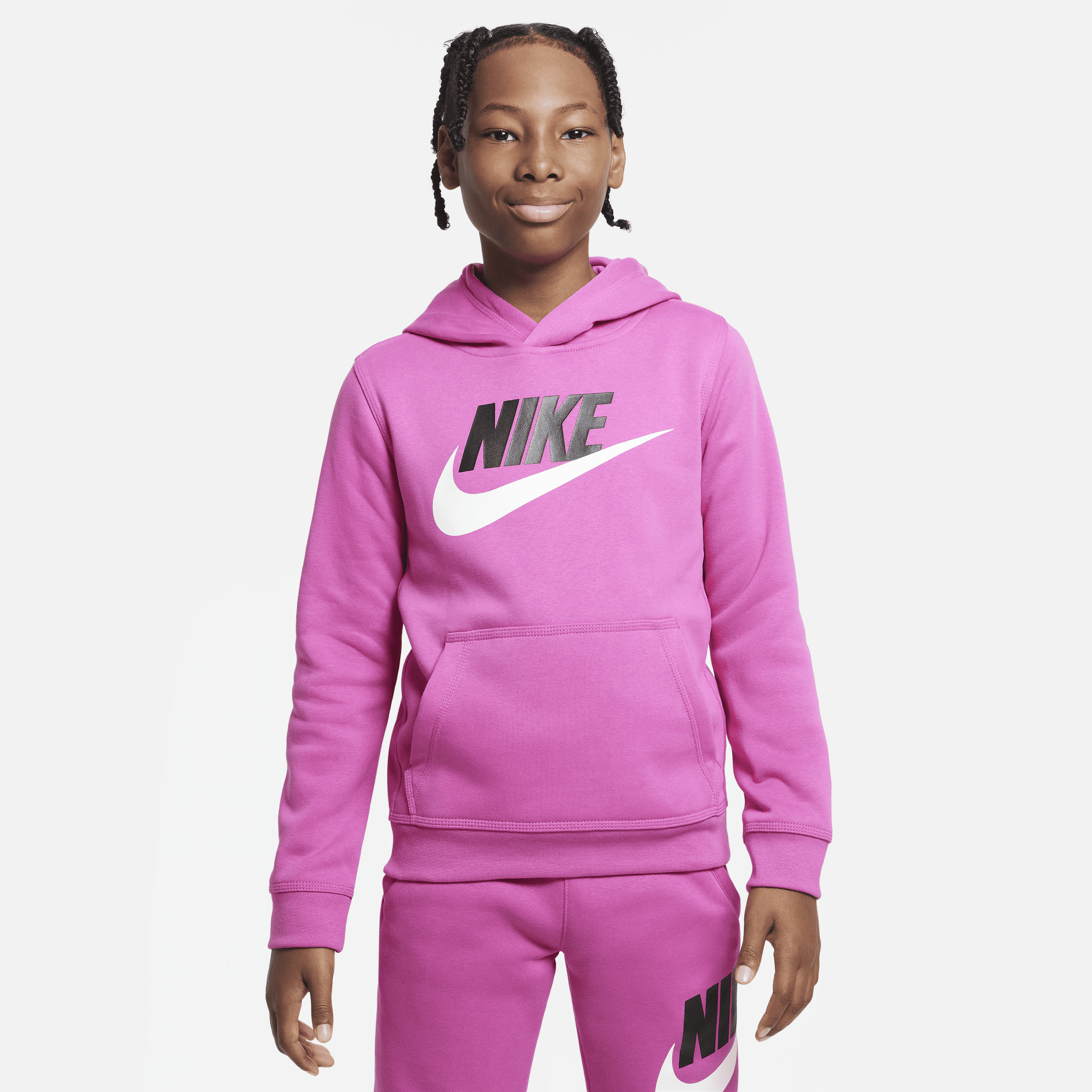 Nike Sportswear Club Fleece Big Kidsâ Pullover Hoodie In Pink