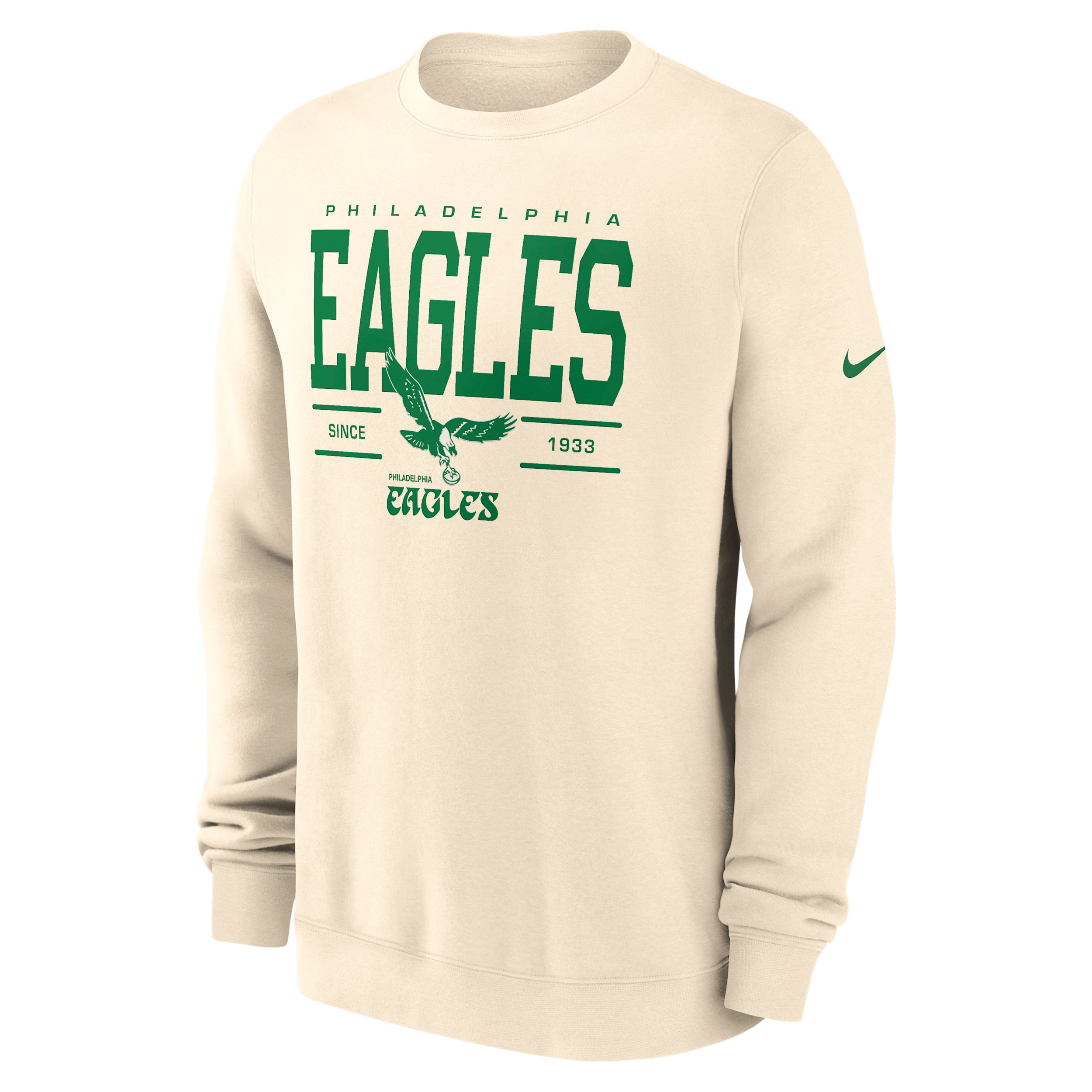Nike Men's Always Reppin' Club Philadelphia Eagles Long-Sleeve Brushed-Back Fleece Sweatshirt - Natural