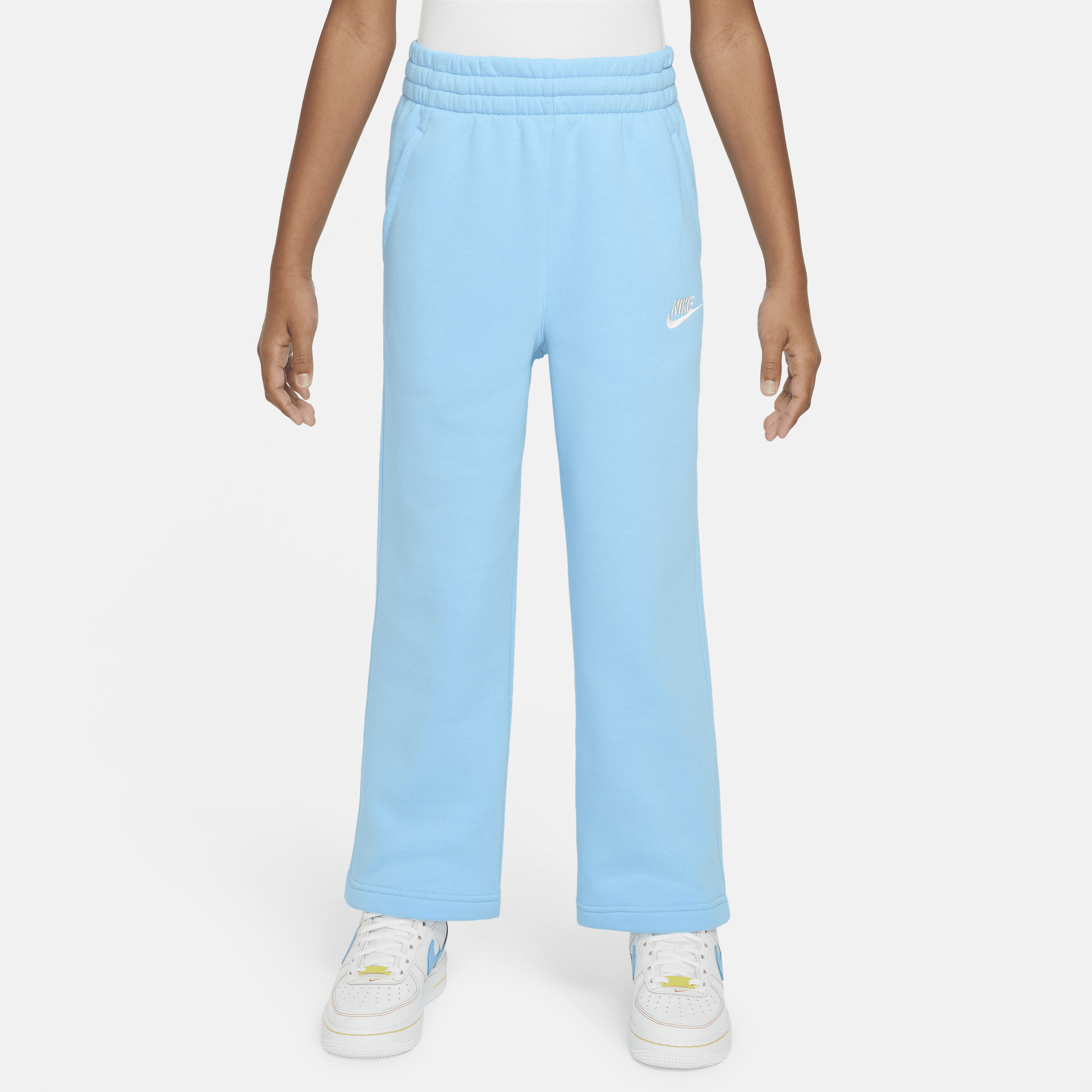 Nike Sportswear Club Fleece Big Kids' (girls') Wide-leg Pants In Blue