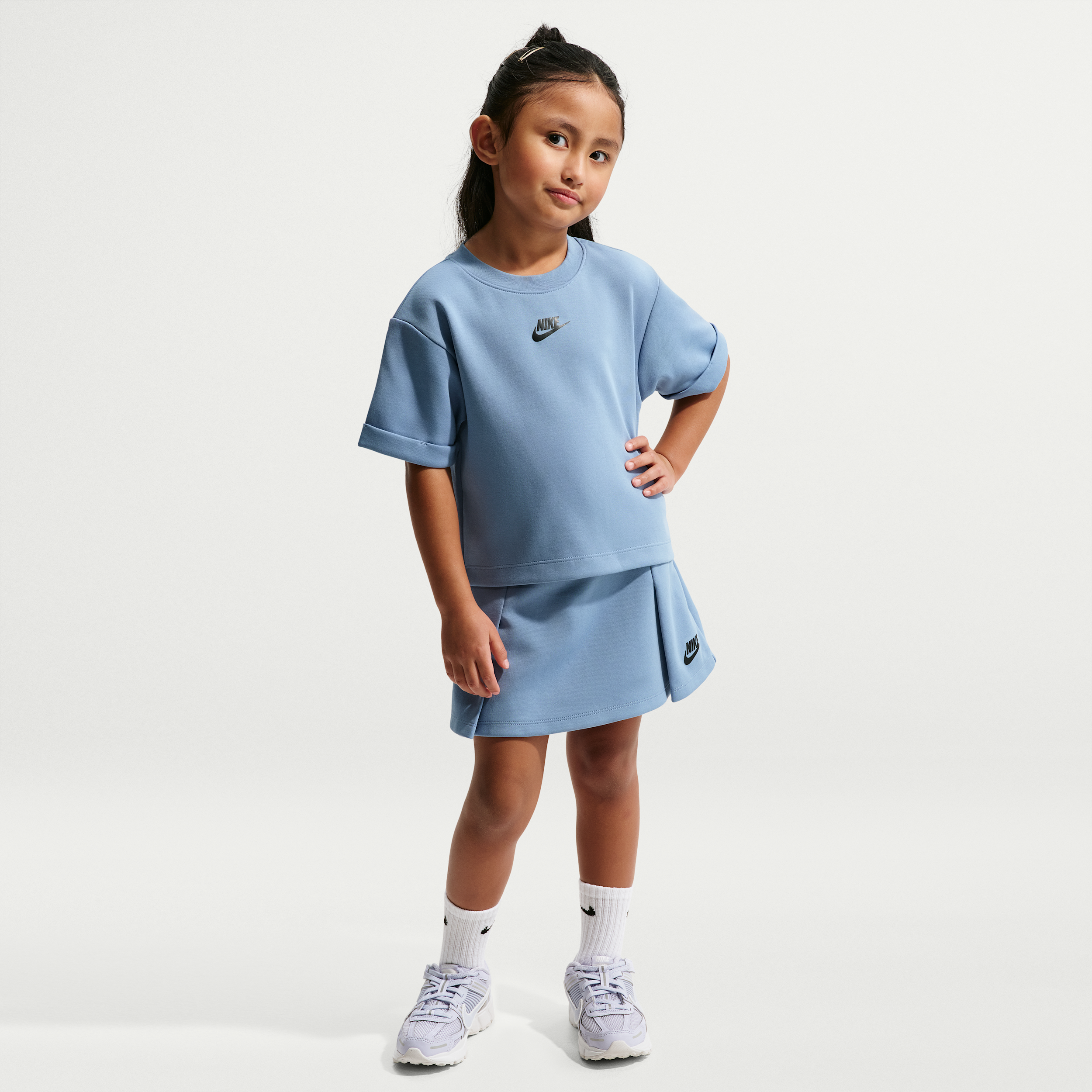 Nike Little Kids' Tech Fleece 2-Piece Skirt Set in Blue | 36N610-U1T