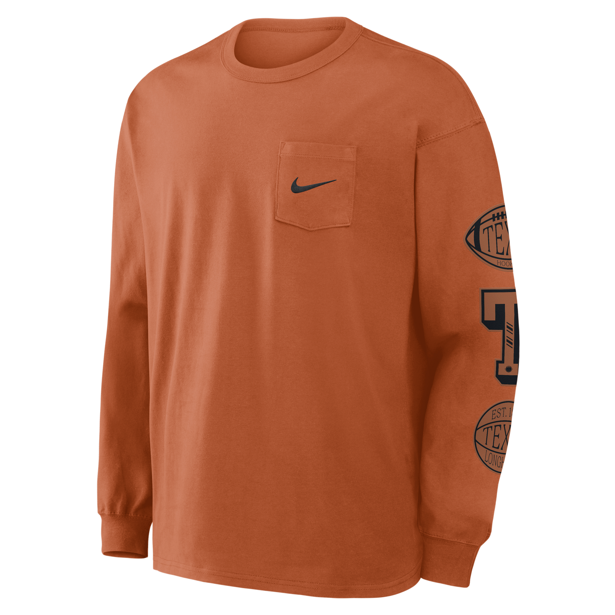 Texas Academic Max90 Pocket Nike Men's College Long-Sleeve T-Shirt in Orange | 04TA81FTXE-U1K