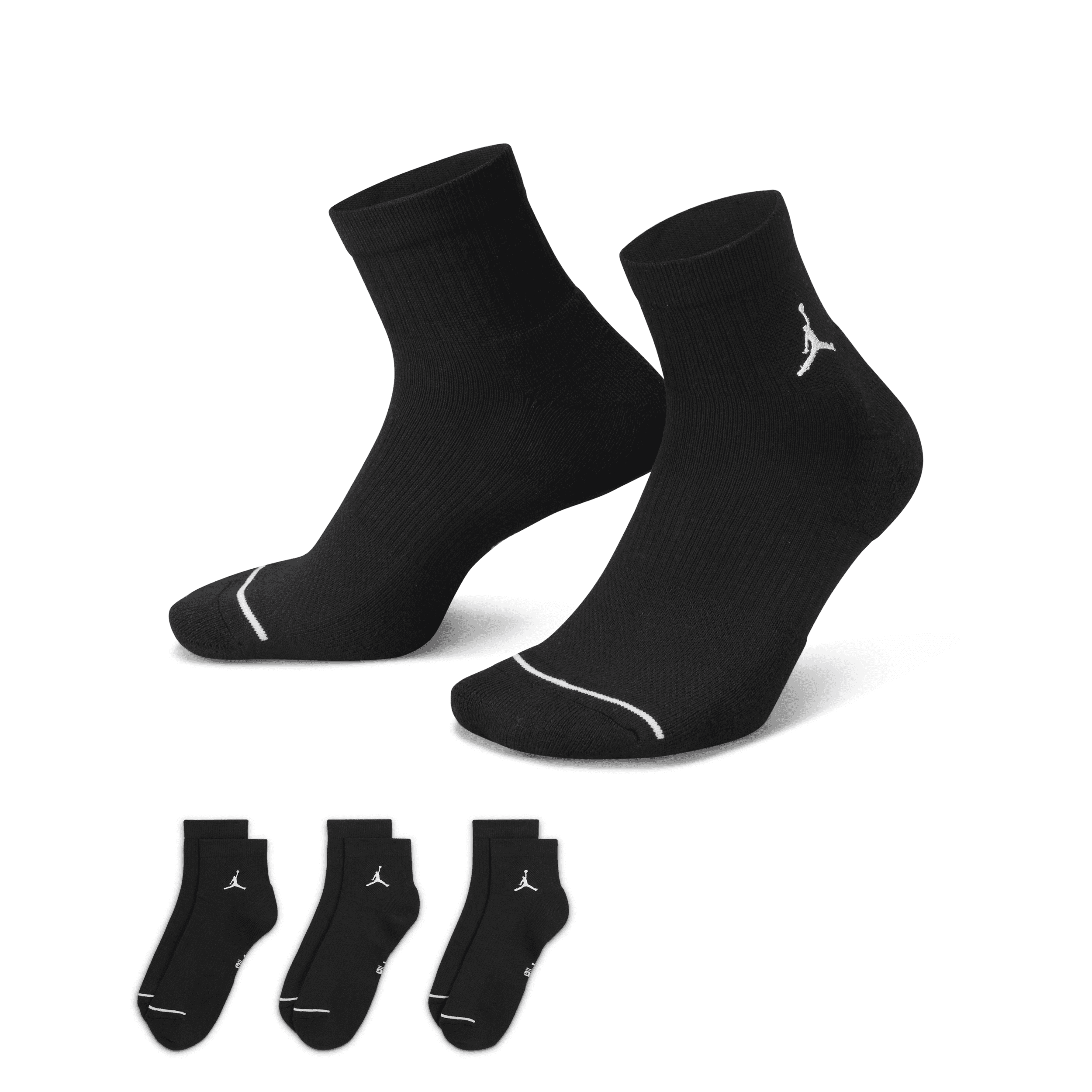 Jordan Everyday Ankle Socks (3 Pairs) In Black