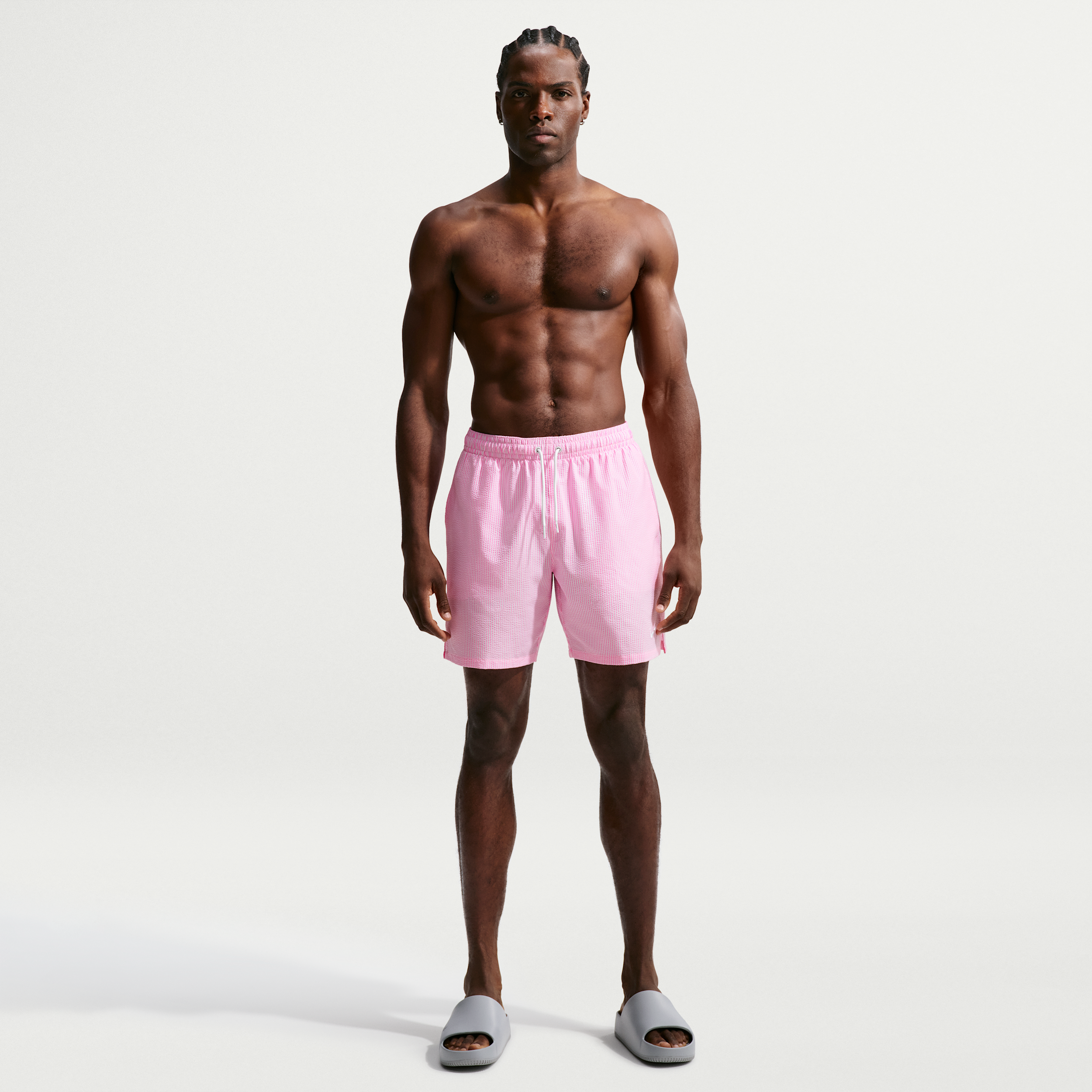 Nike Men's Swim Breaker Ripple Texture 7" Brief-Lined Volley Short in Pink | NESSG506-663
