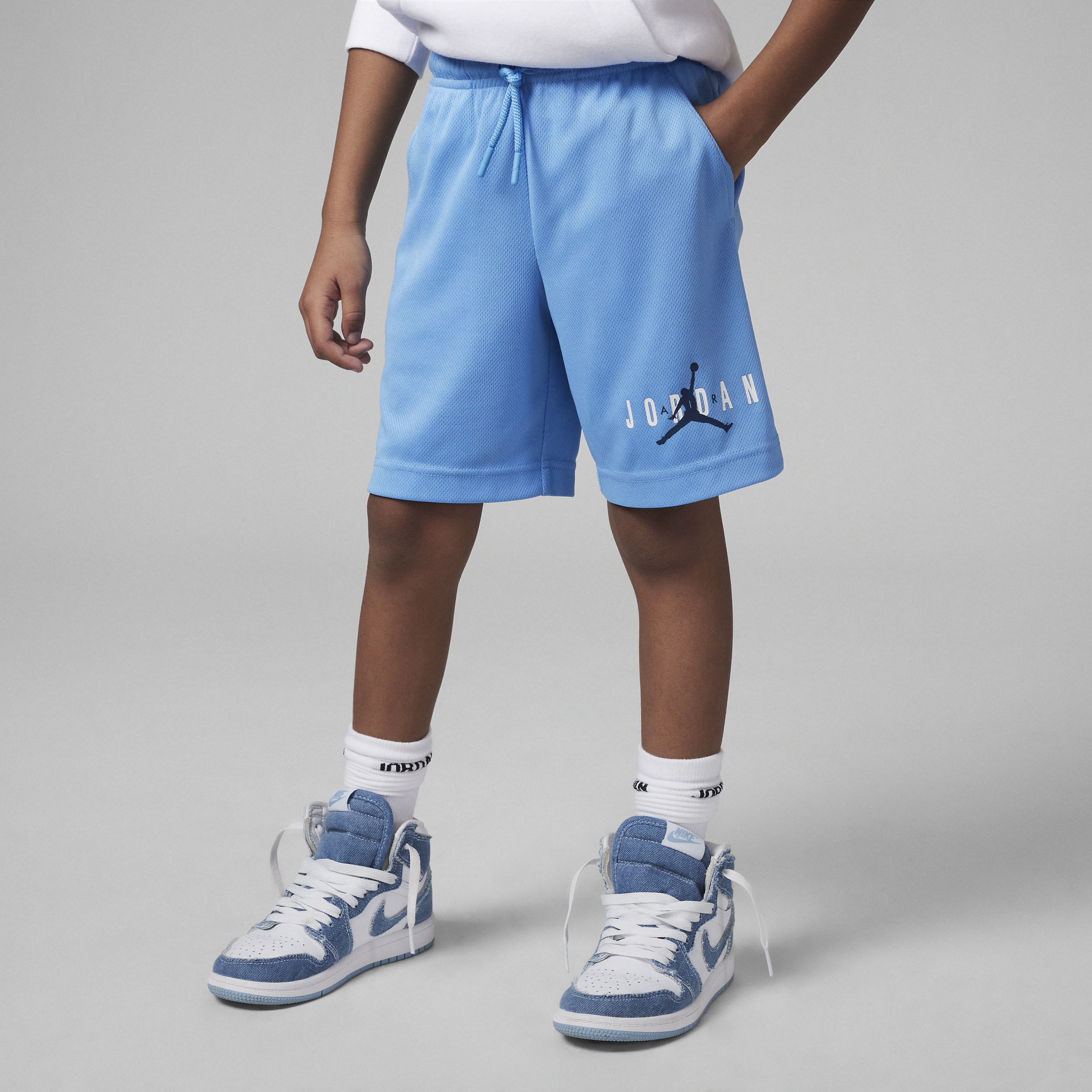 Jordan Essentials Little Kids' Graphic Mesh Shorts In Blue