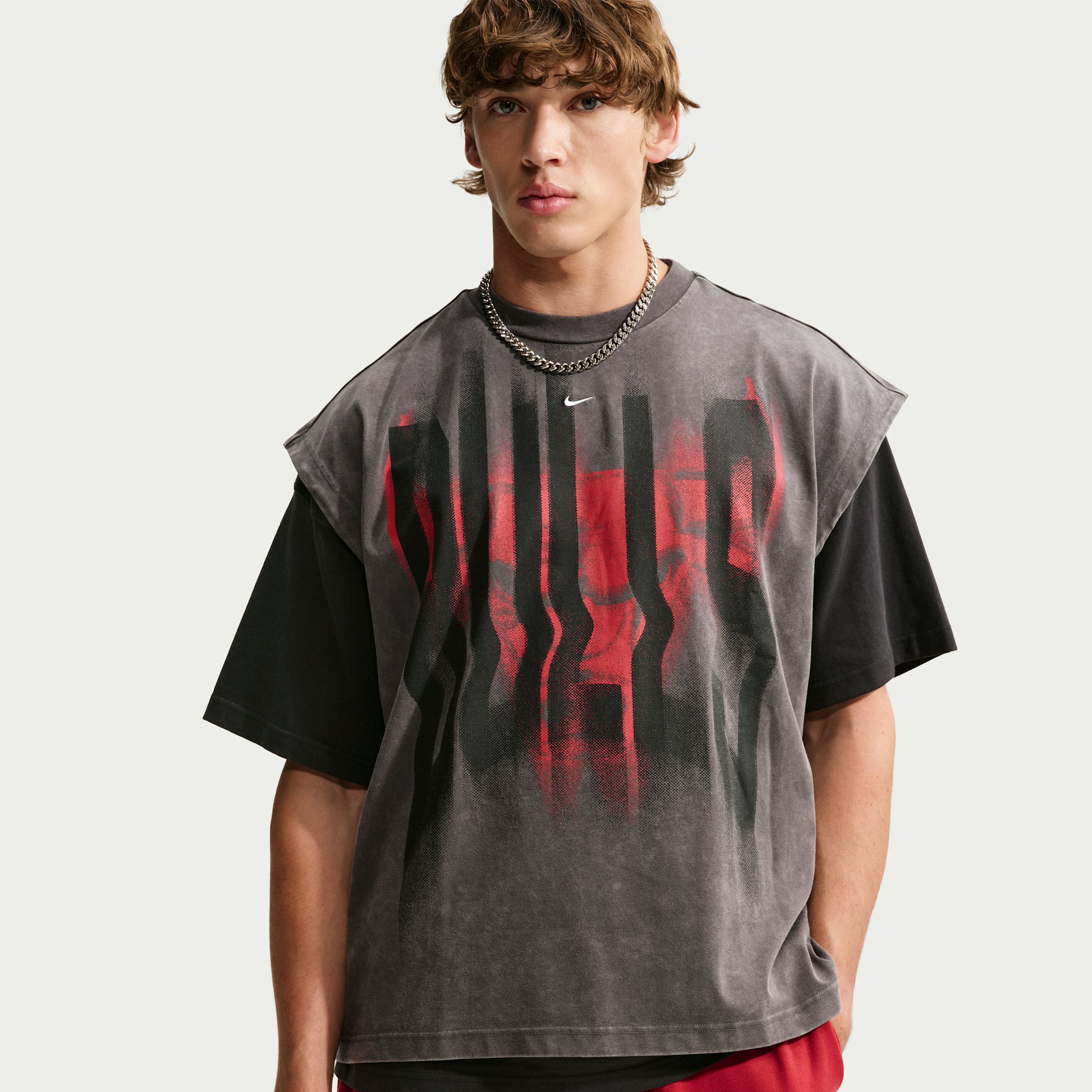 Nike Men's Charcoal/ White Chicago Bulls Pregame Sleveless Icon Tank T- Shirt - Charcoal, White