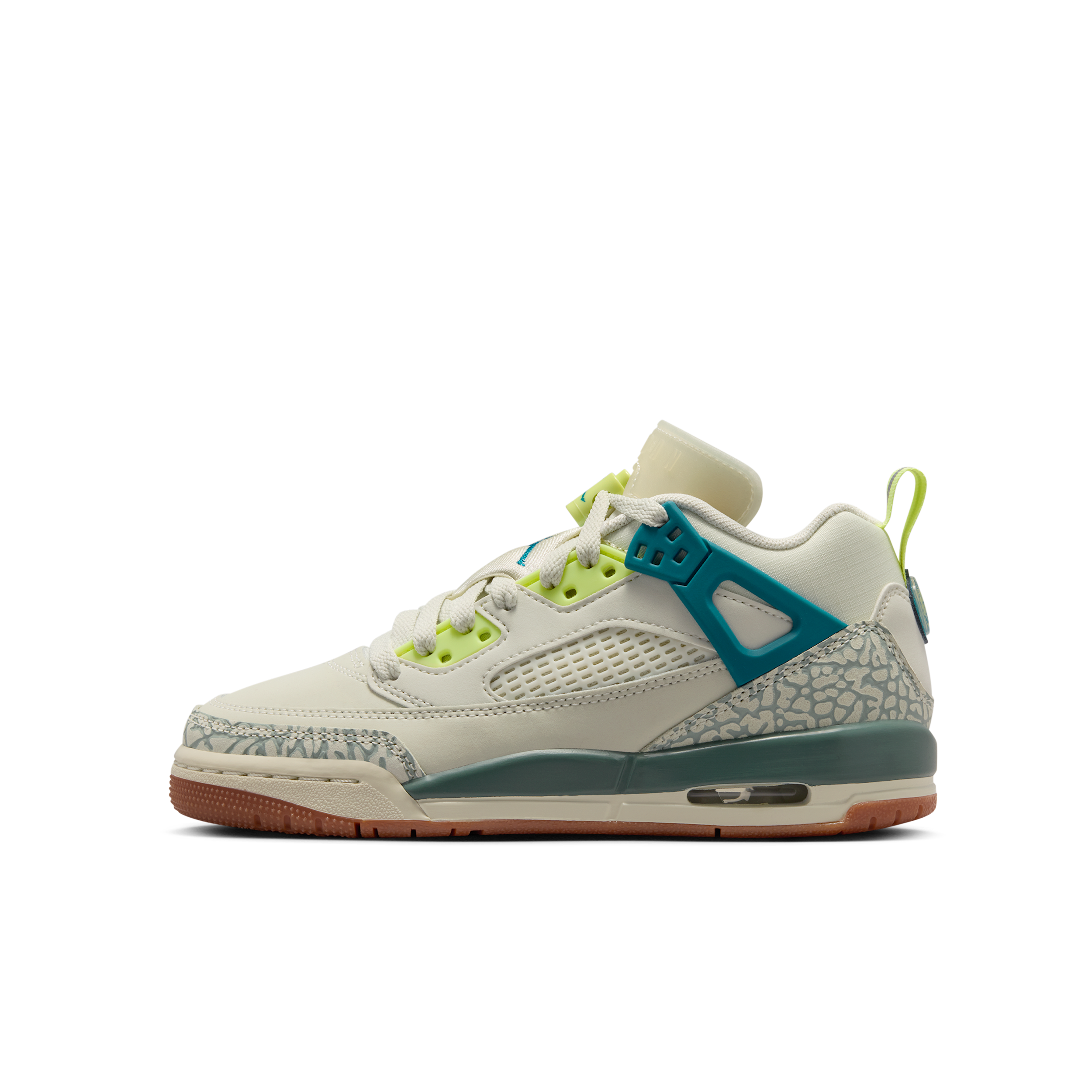 Jordan Kids' Grade School Spizike Low Shoes, Size 6, Sea Glass/Green Abyss-Dusty Sage-Lt Lemon Twist-Hasta-Gum Med Brown