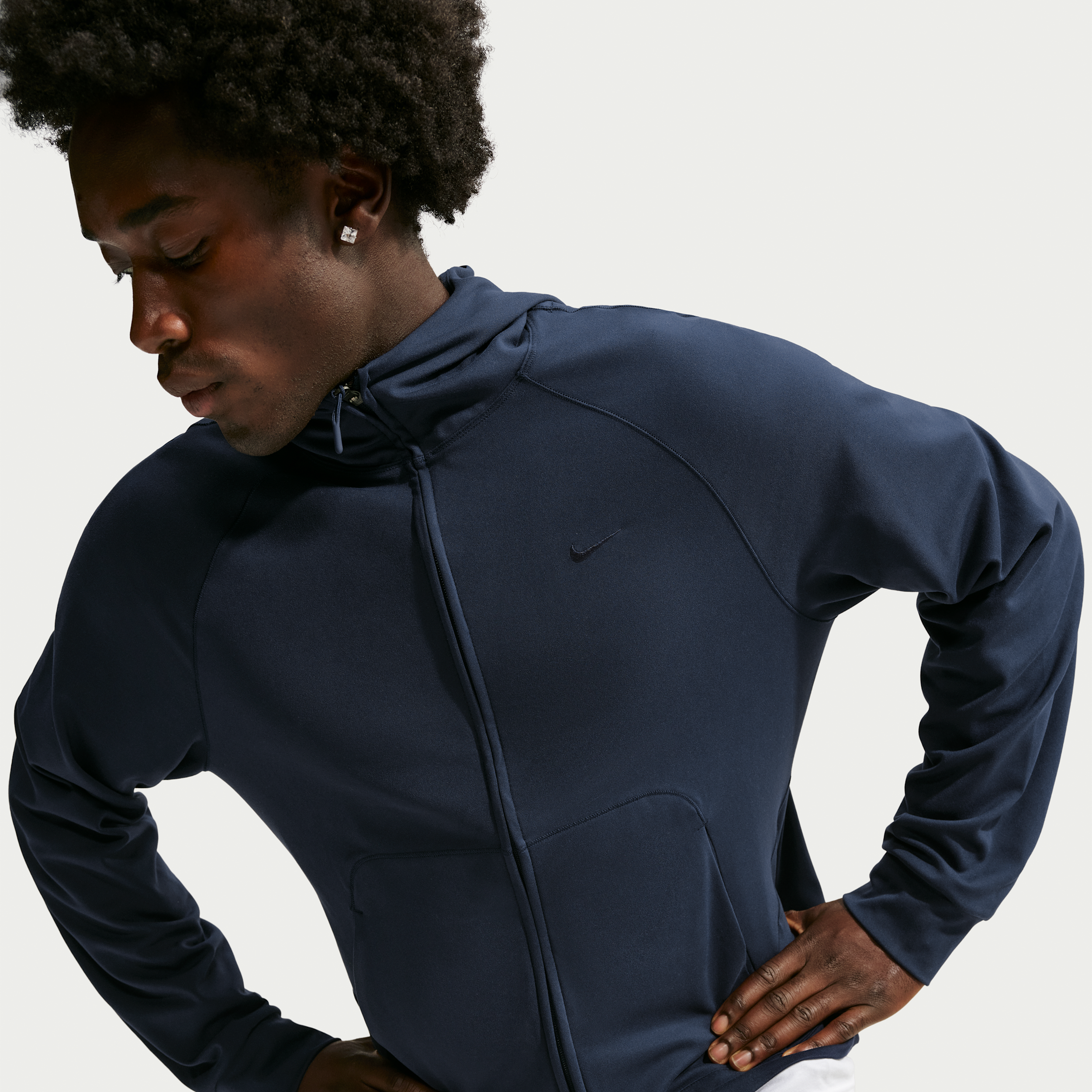 Nike Men's Primary NanoKnit Dri-FIT UV Protection Full-Zip Performance Hoodie in Blue | II1308-451
