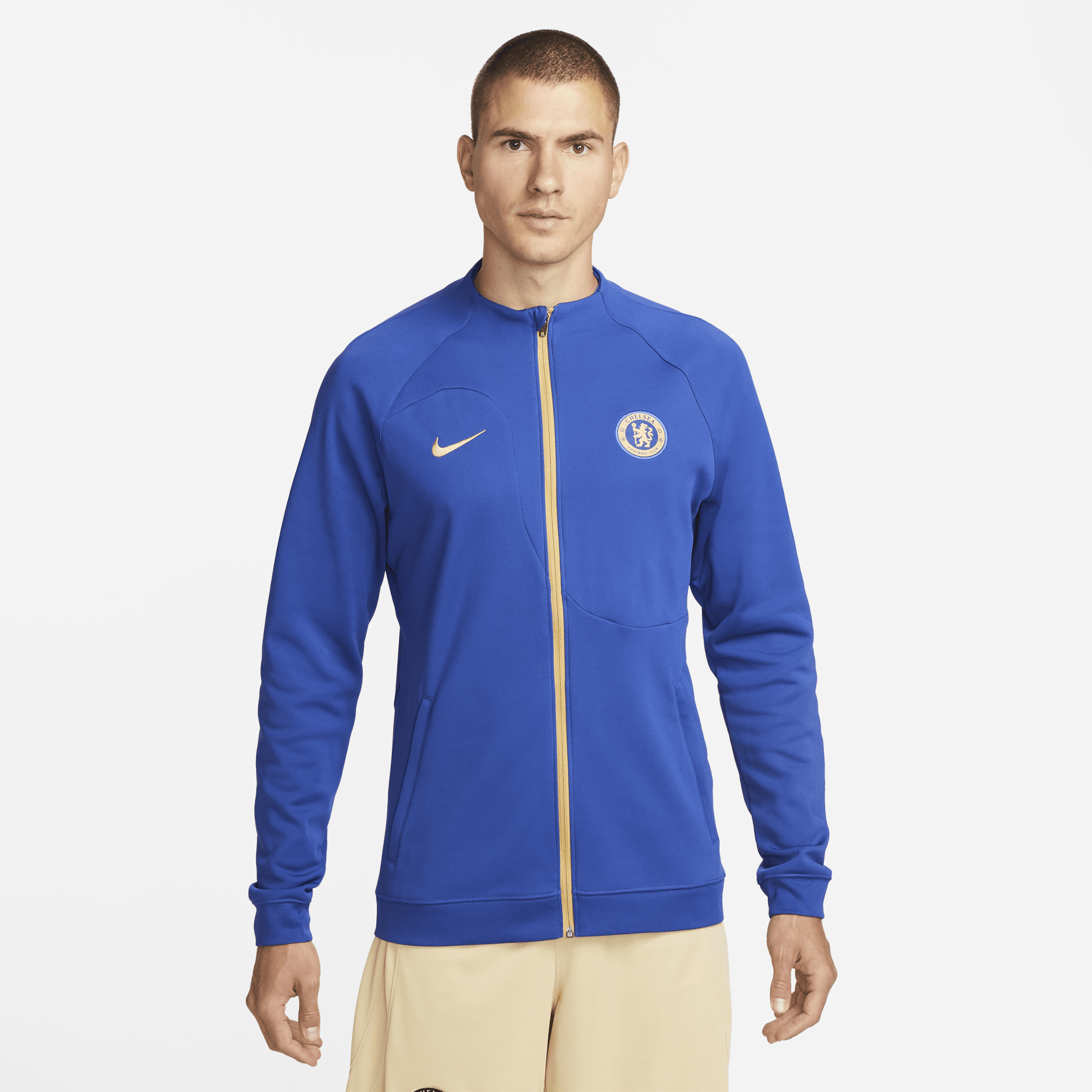 Nike Chelsea Fc Academy Pro  Men's Full-zip Knit Soccer Jacket In Blue