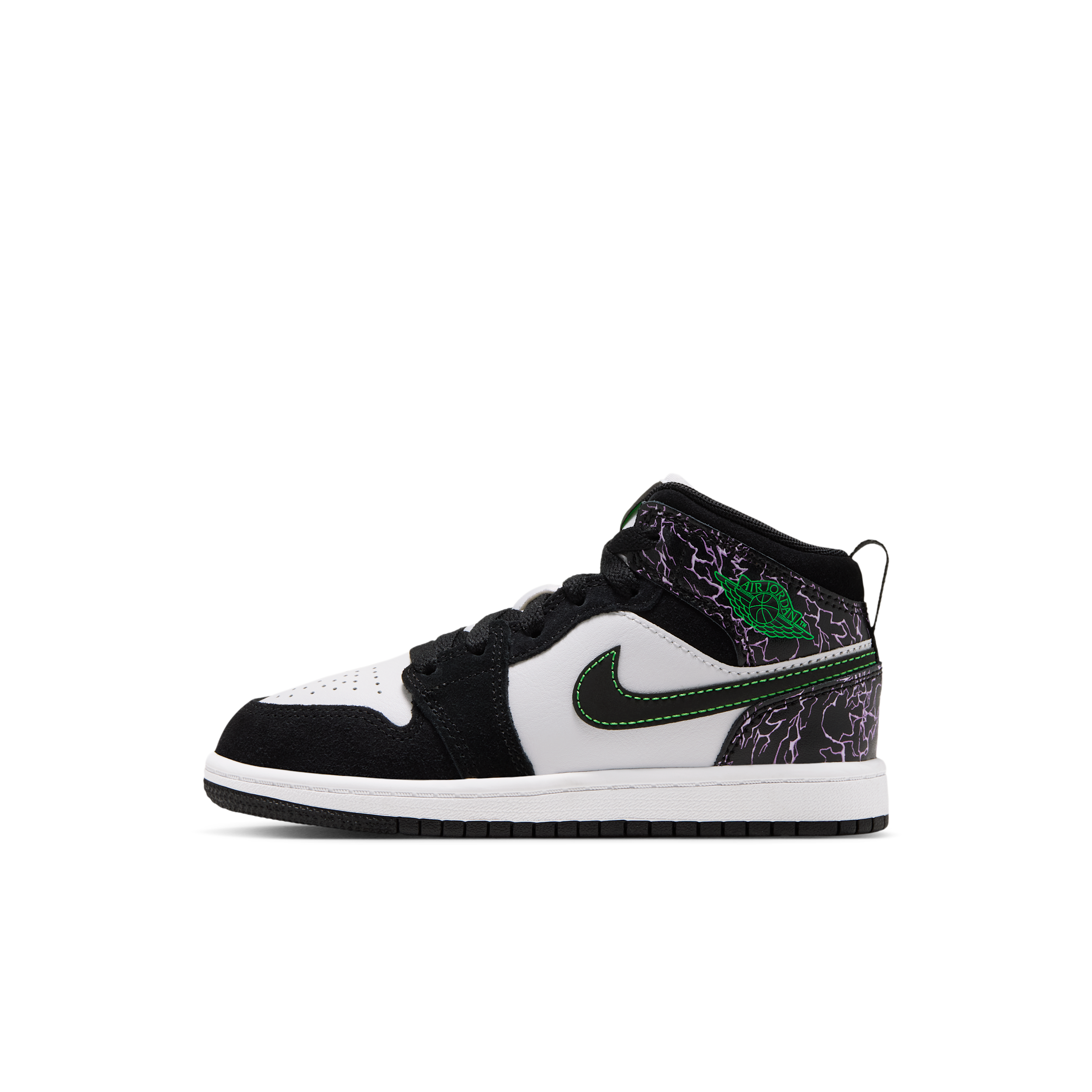 Boys Preschool Jordan Air 1 Mid SE - Boys' Preschool Shoes Black/Green/Purple Size 11.0