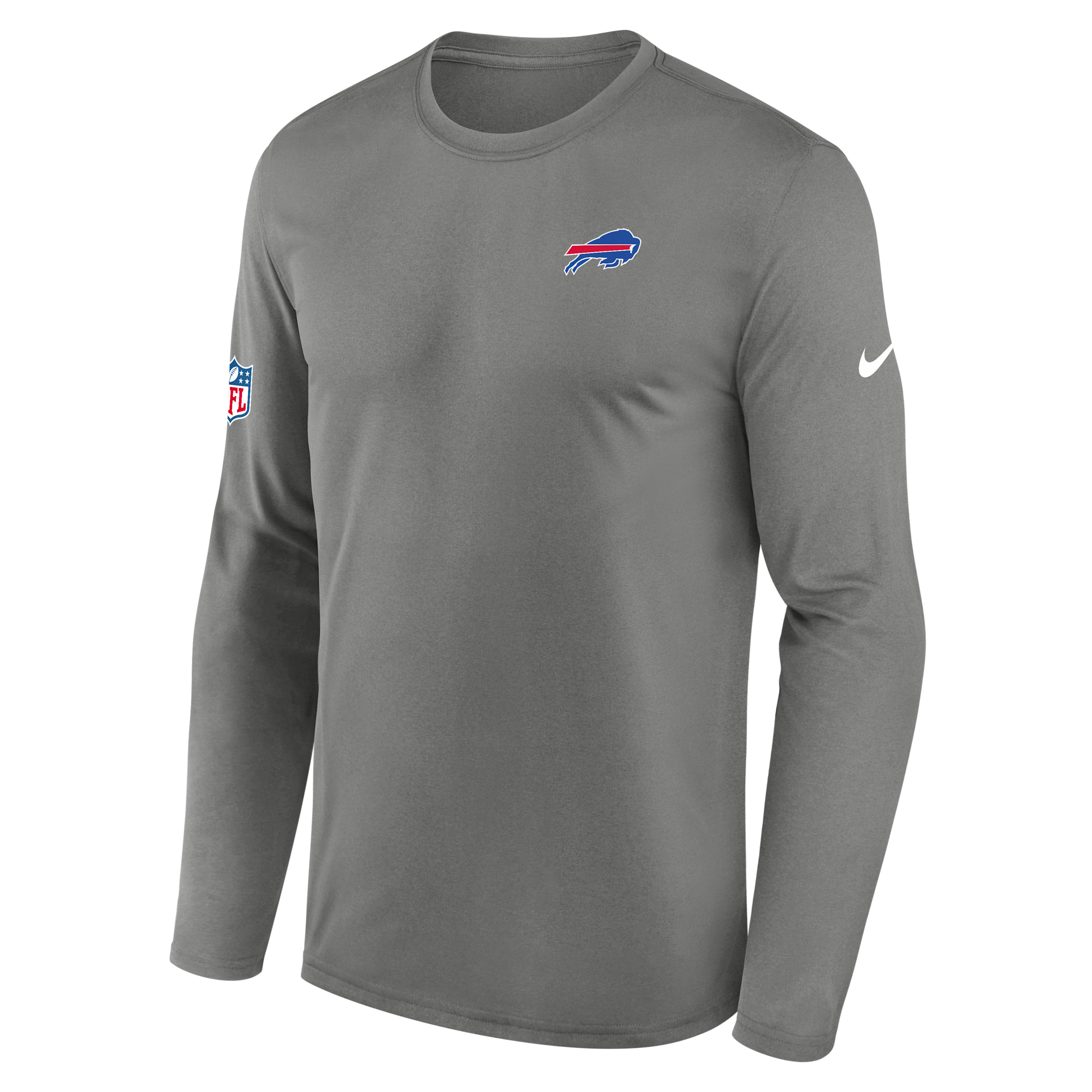 Buffalo Bills Alt Legend Small Logo Nike Men’s Dri-FIT NFL Long-Sleeve T-Shirt in Grey | 02TJ01PQ81-UE8 Buffalo Bills Alt Legend Small Logo Nike Men’s Dri-FIT NFL Long-Sleeve T-Shirt in Grey | 02TJ01PQ81-UE8
