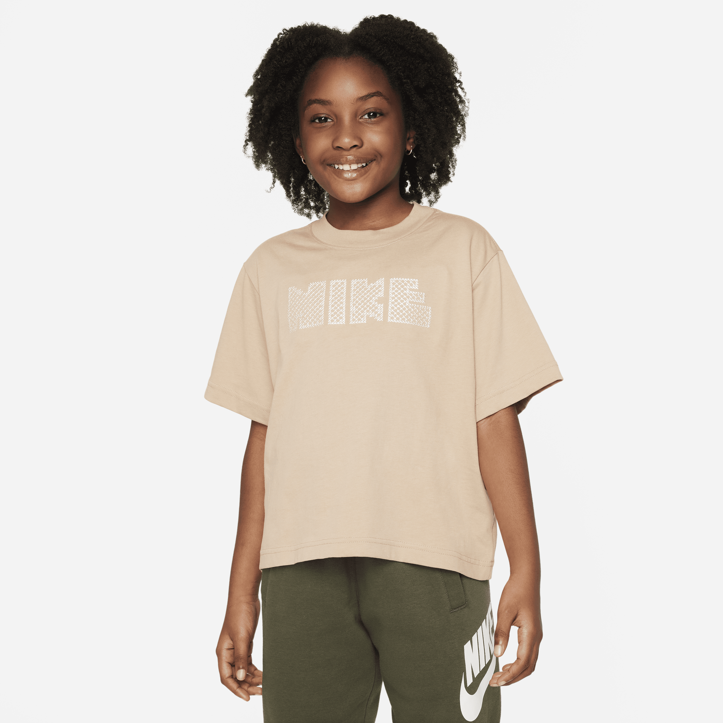 Nike Sportswear Big Kids' (girls') Boxy T-shirt In Brown