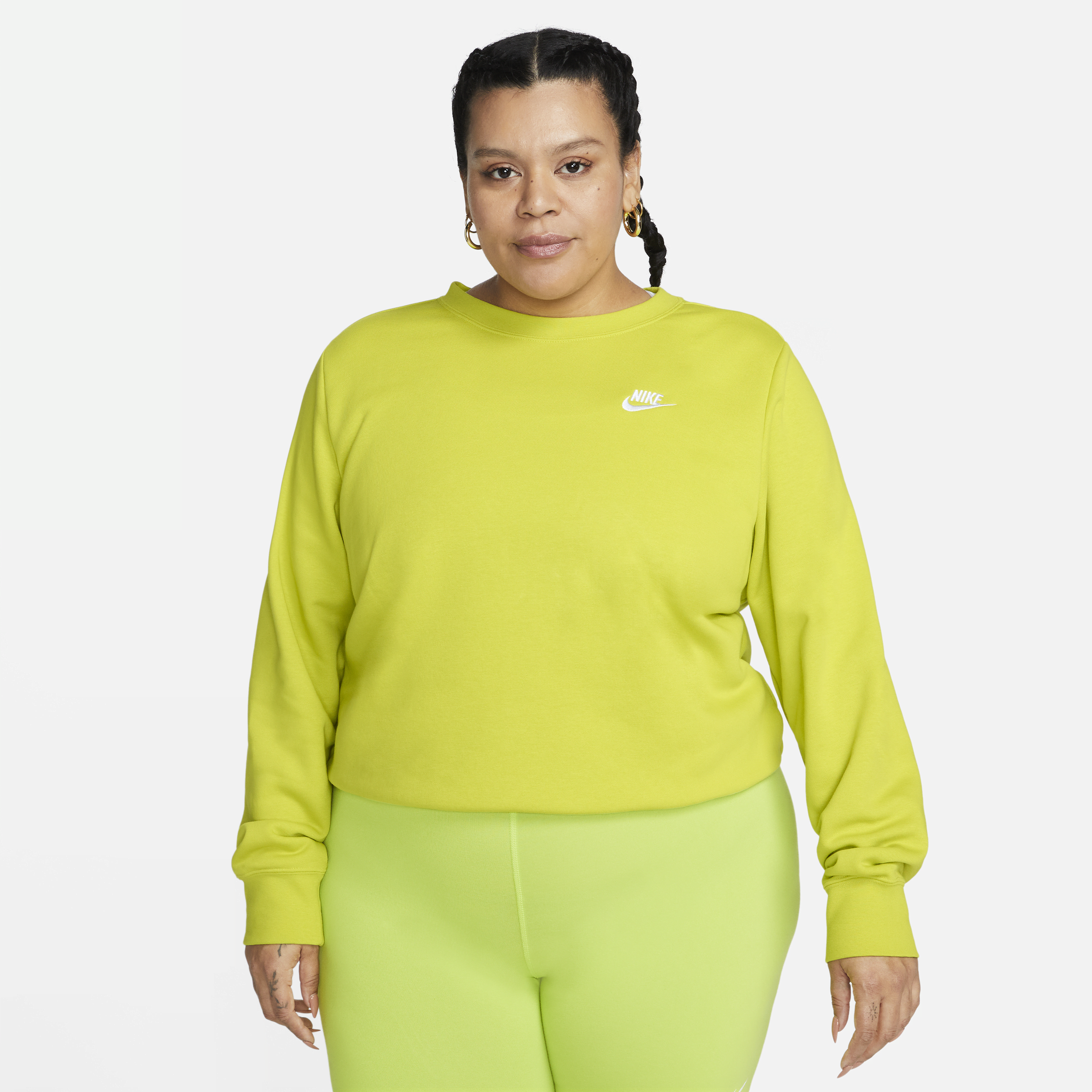 Nike Women's  Sportswear Club Fleece Crew-neck Sweatshirt (plus Size) In Green