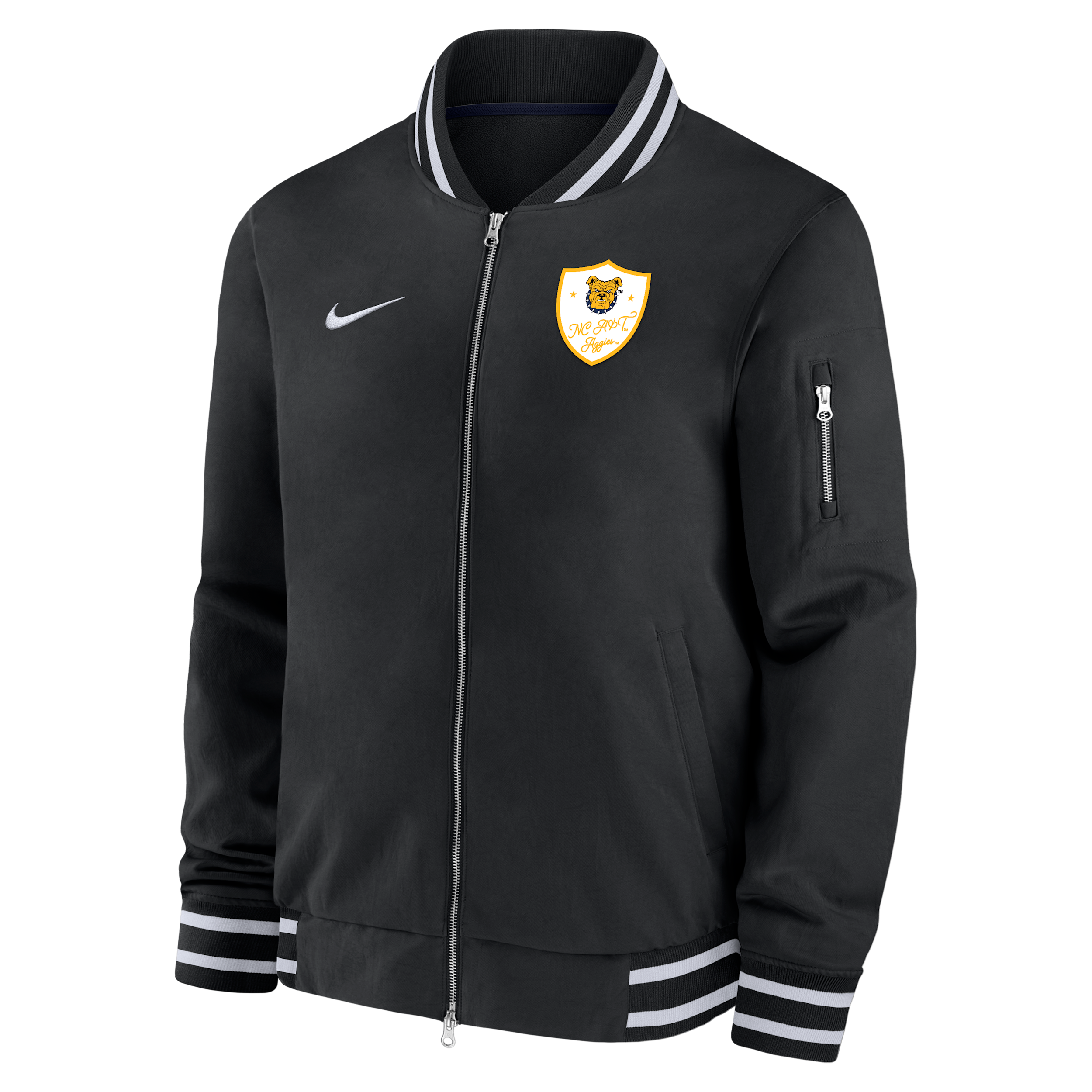Nike Men's College (North Carolina A&T University) Bomber Jacket in Black | M62424NCAT25-BLK