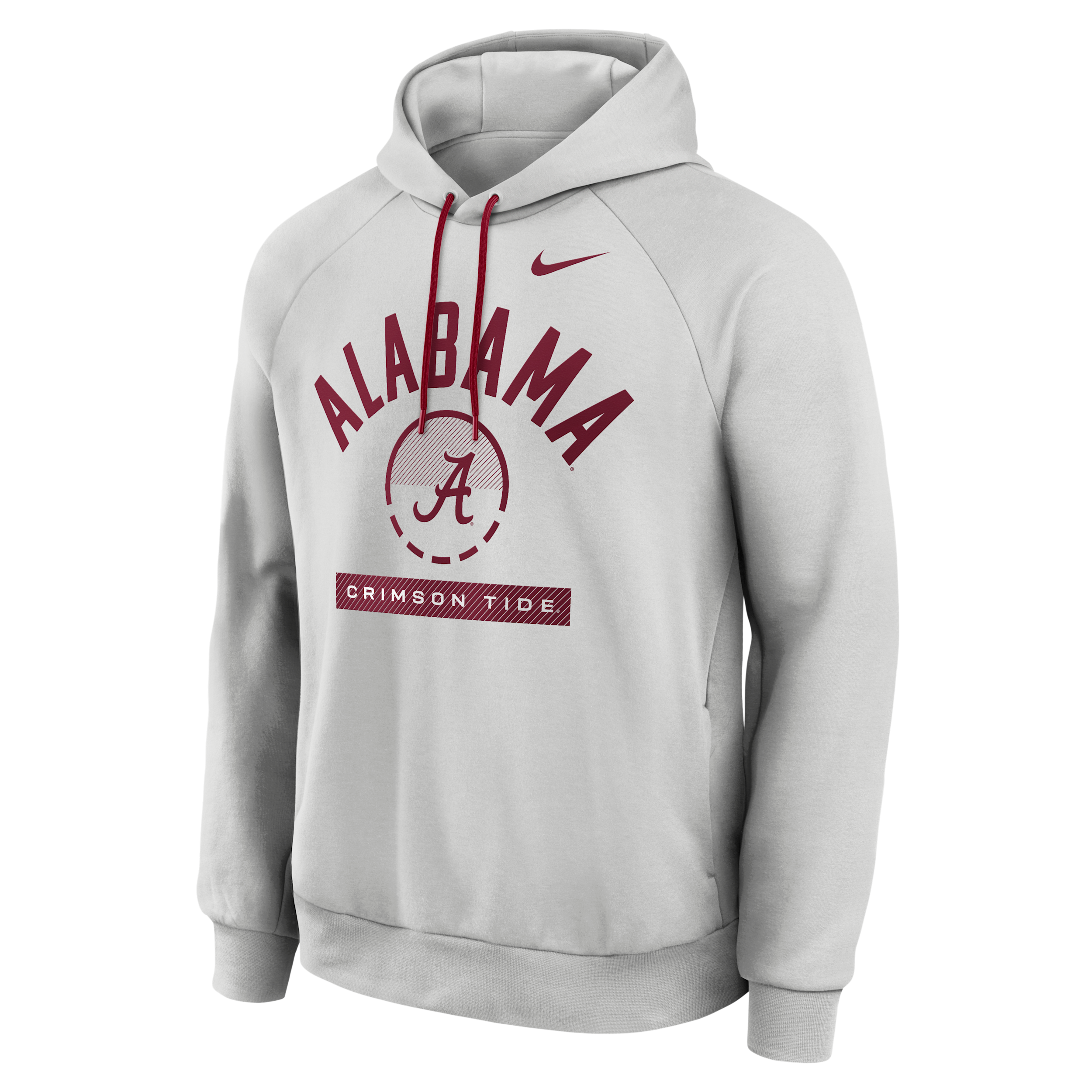 Nike Men's Gray Alabama Crimson Tide Courtside Practice Dri-fit Raglan Fleece Hoodie - Gray, Crimson