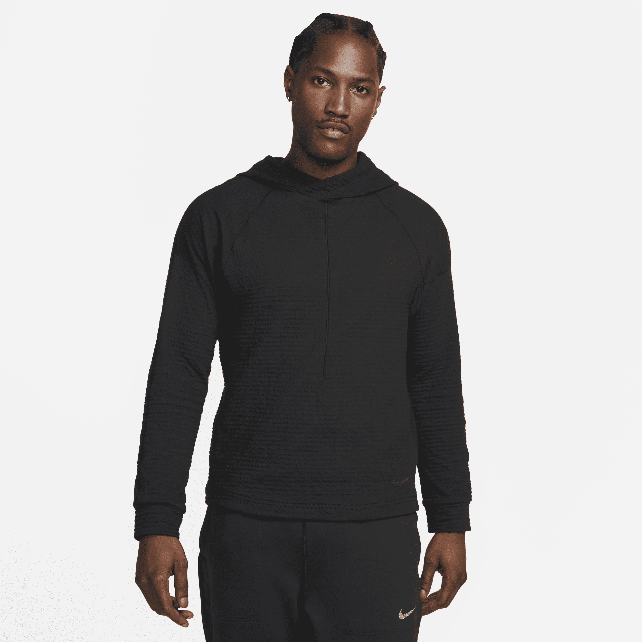 Shop Nike Men's  Yoga Dri-fit Pullover In Black
