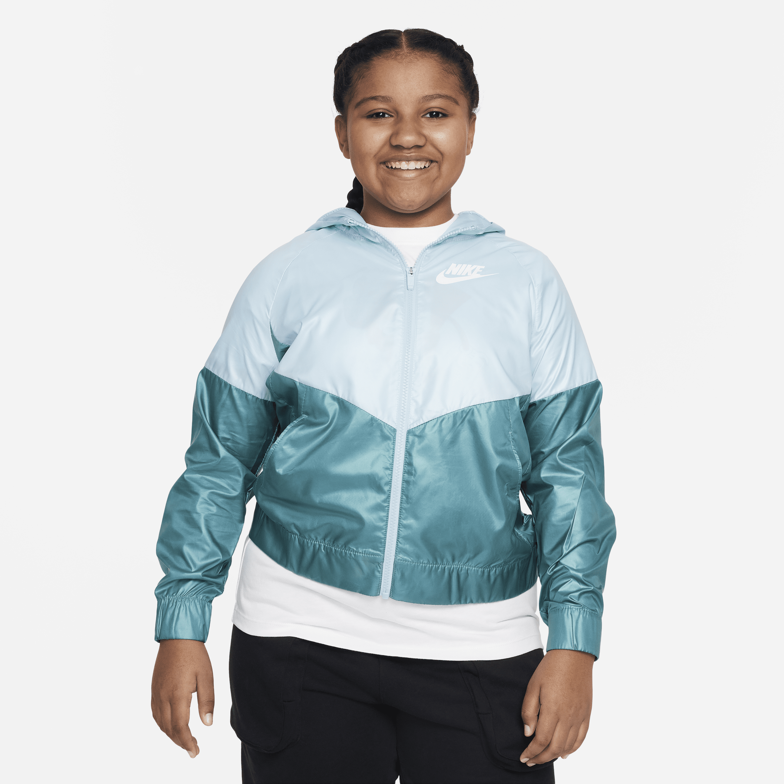 Nike Sportswear Windrunner Big Kids' (girls') Jacket (extended Size) In Blue