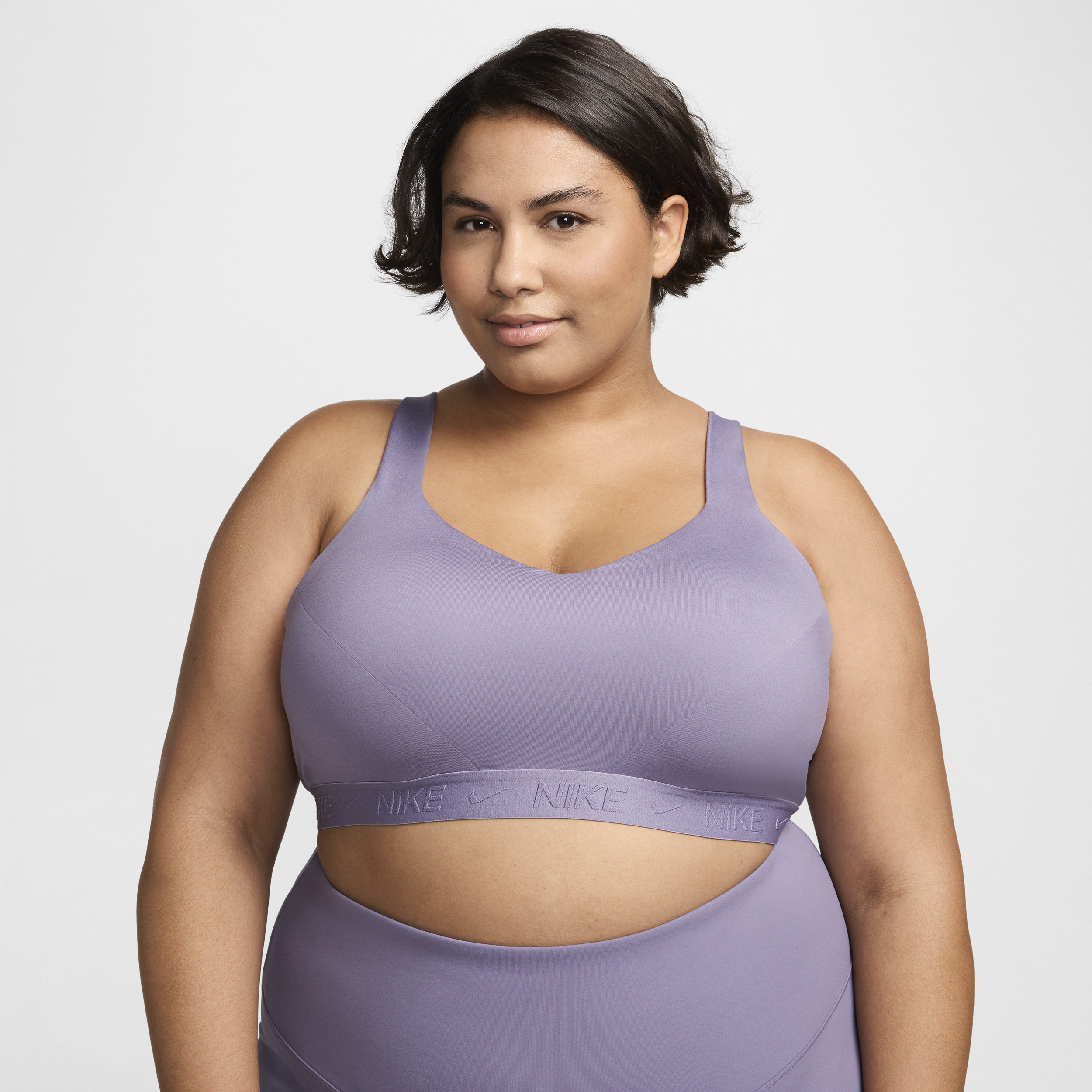 Shop Nike Women's Indy High Support Padded Adjustable Sports Bra (plus Size) In Purple