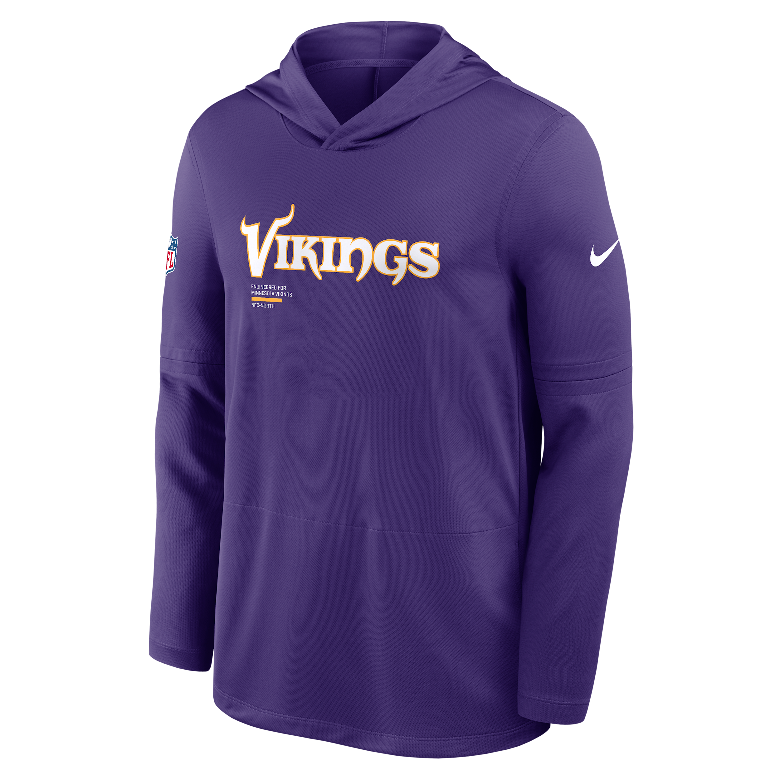 Nike Purple Minnesota Vikings Sideline Pure Fury Performance Long Sleeve Hoodie T-shirt In Purple