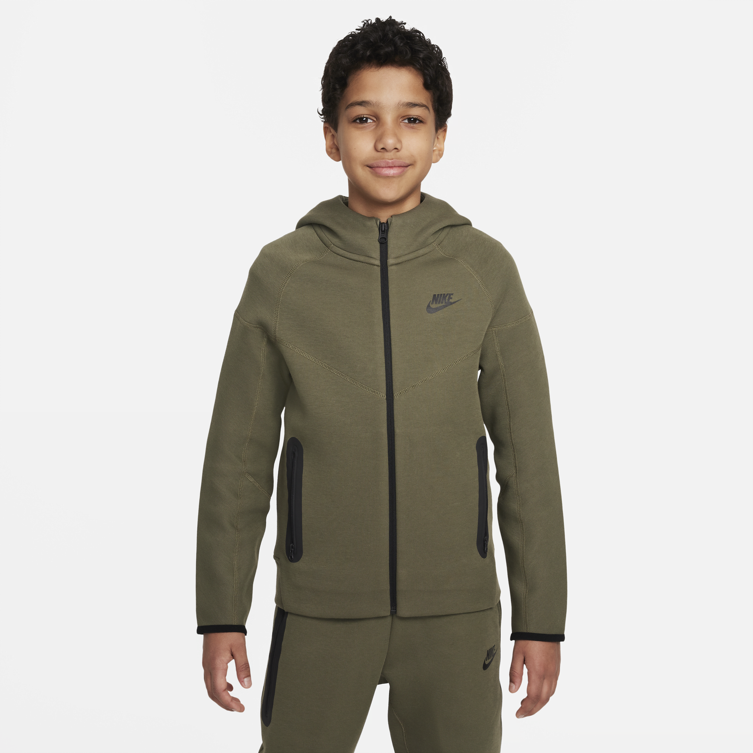 Nike Sportswear Tech Fleece Big Kids' (boys') Full-zip Hoodie In Green