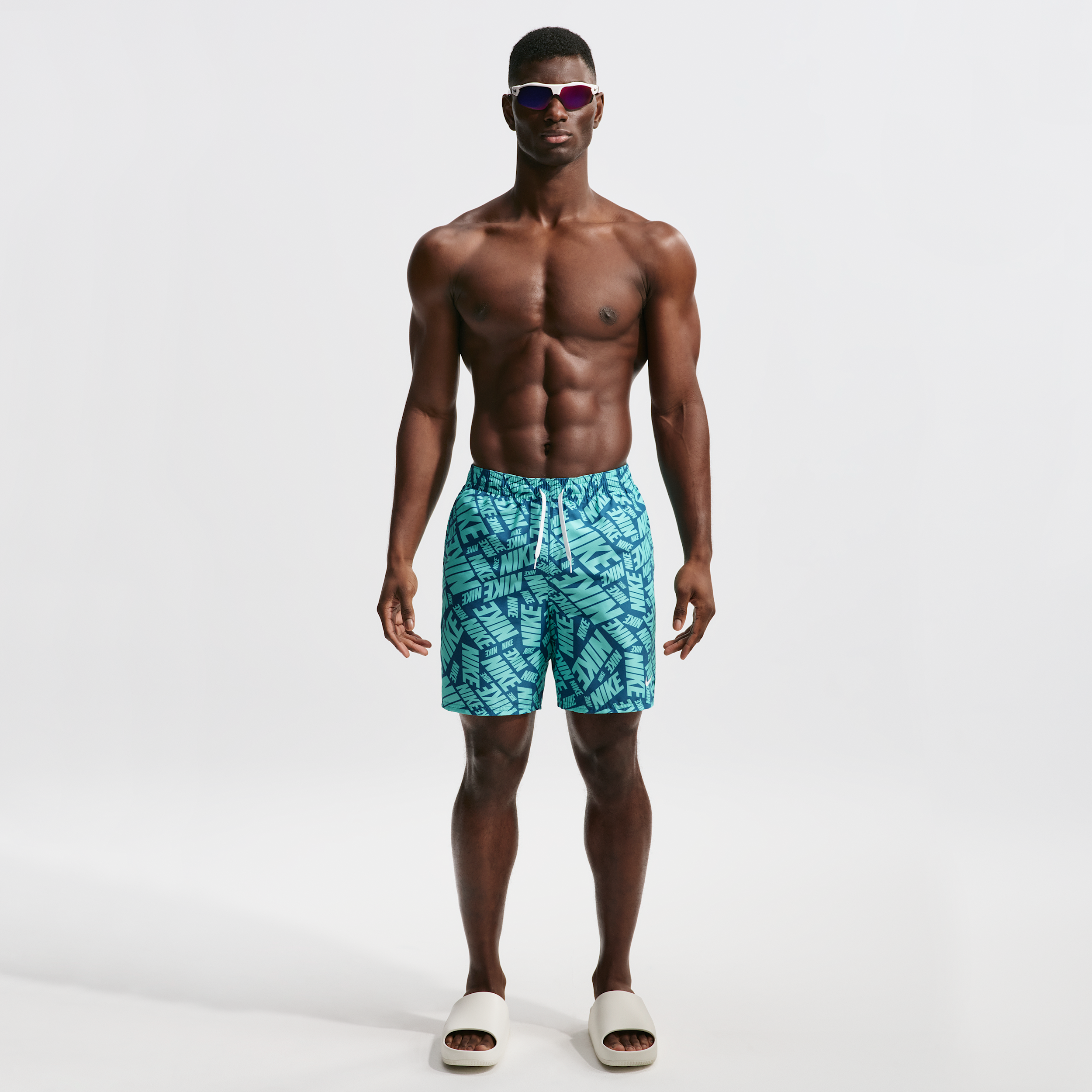 Nike Men's Swim Breaker 7" Brief-Lined Volley Short in Blue | NESSG575-448