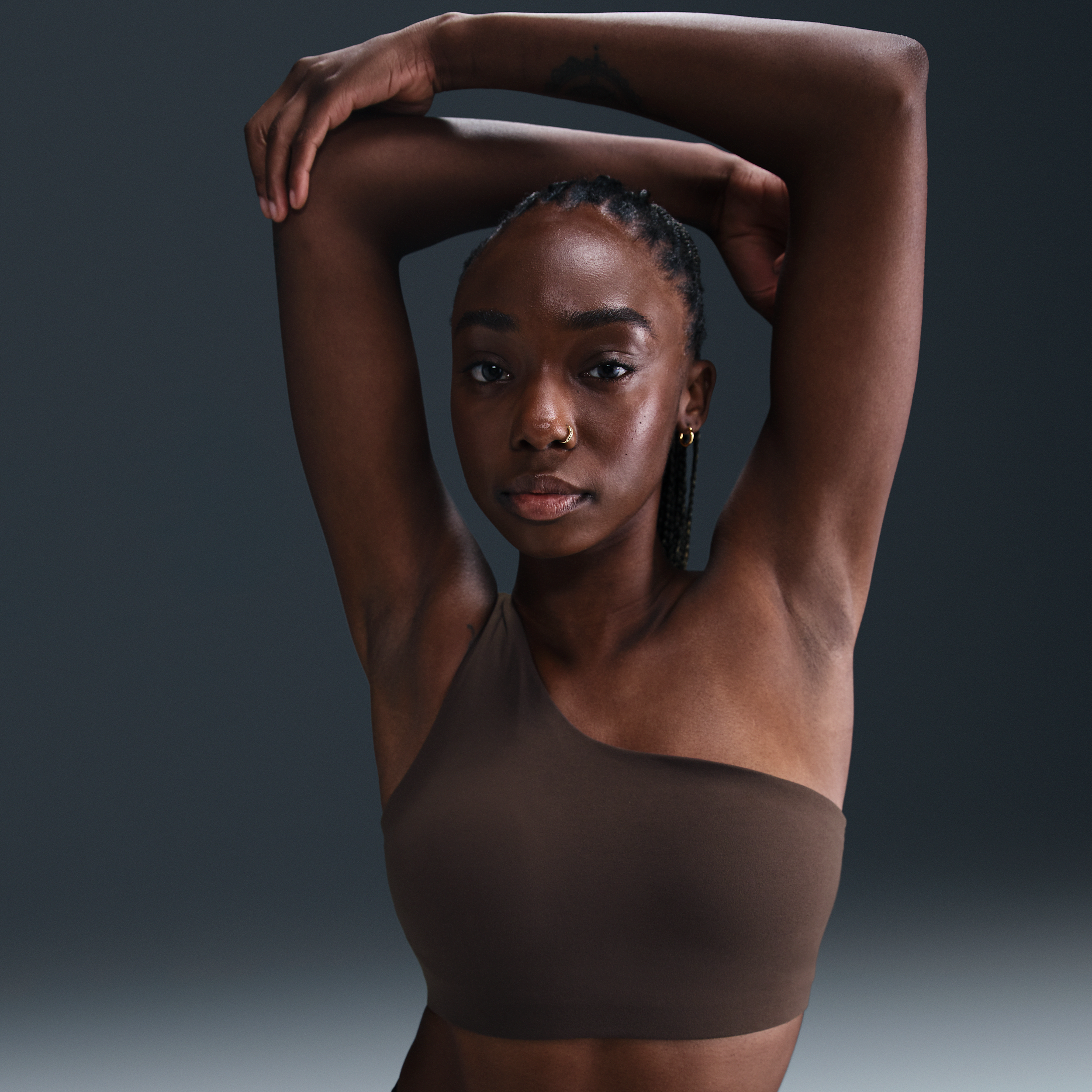 Nike Women's Zenvy Asymmetrical Light-support Padded Sports Bra In Brown