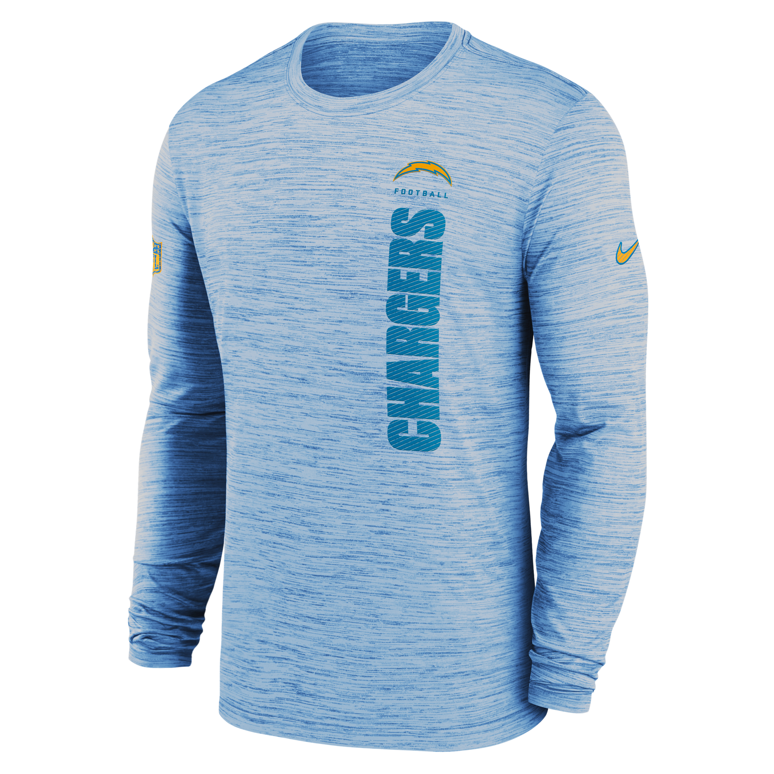 NIKE LOS ANGELES CHARGERS SIDELINE VELOCITY  MEN'S DRI-FIT NFL LONG-SLEEVE T-SHIRT