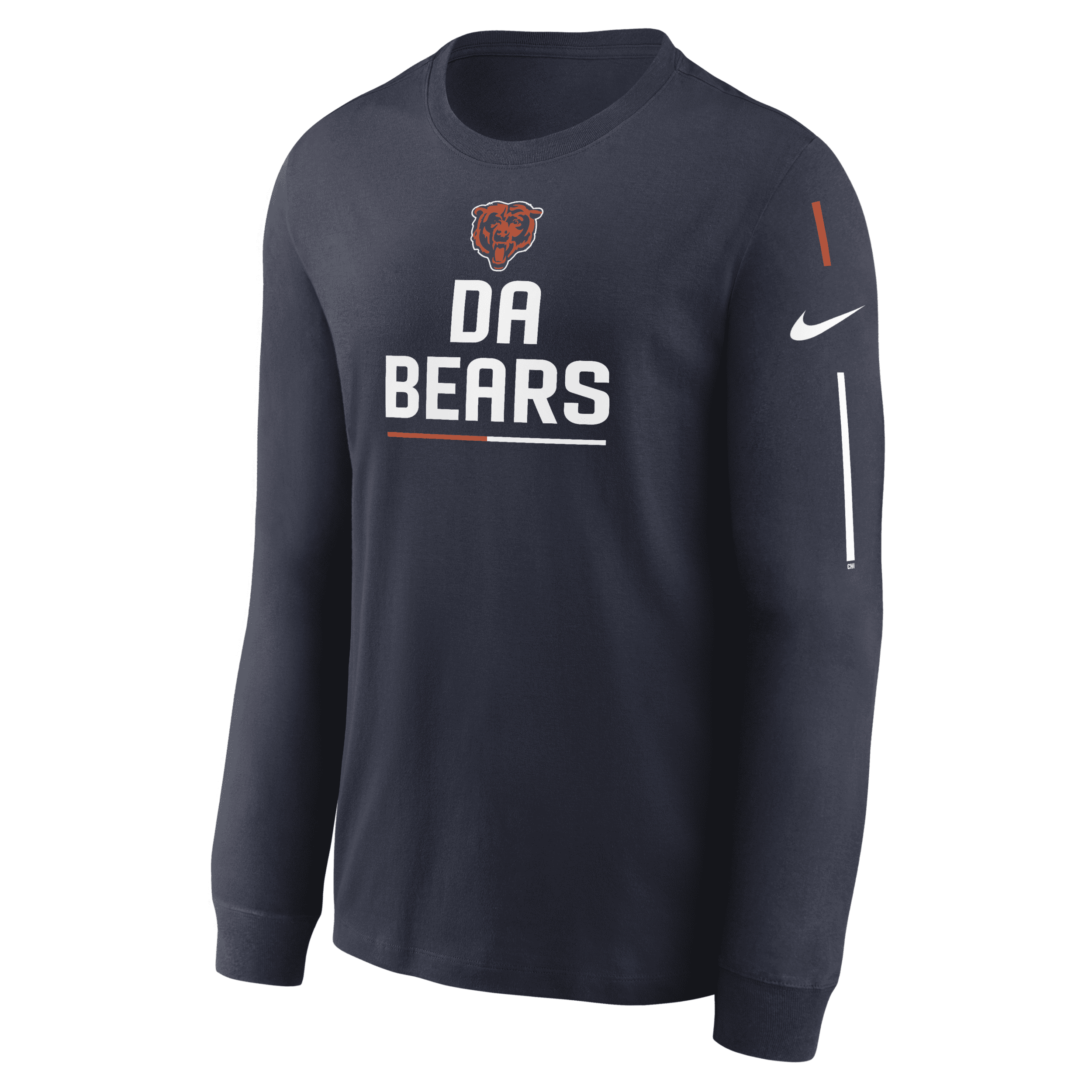 Nike NFL Chicago Bears Long Sleeve T-Shirt Mens S Gray Blue Logo