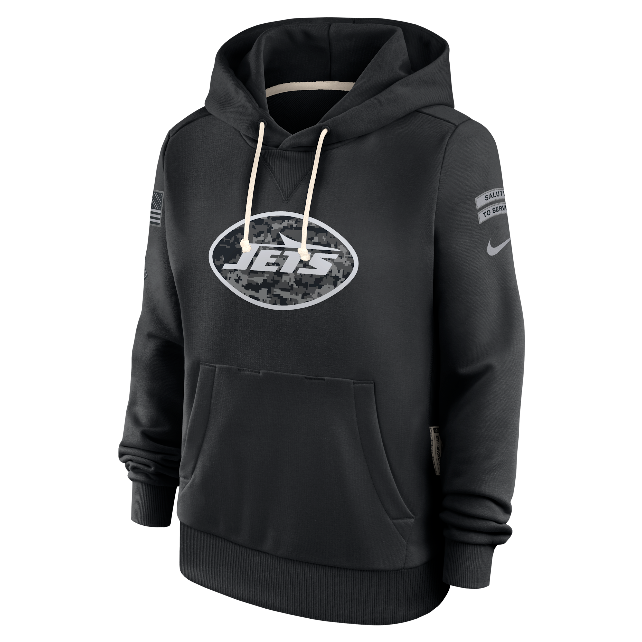 New York Jets Salute to Service Sideline Nike Women's Dri-FIT NFL Pullover Hoodie in Black | 03C300AA2P-CYB