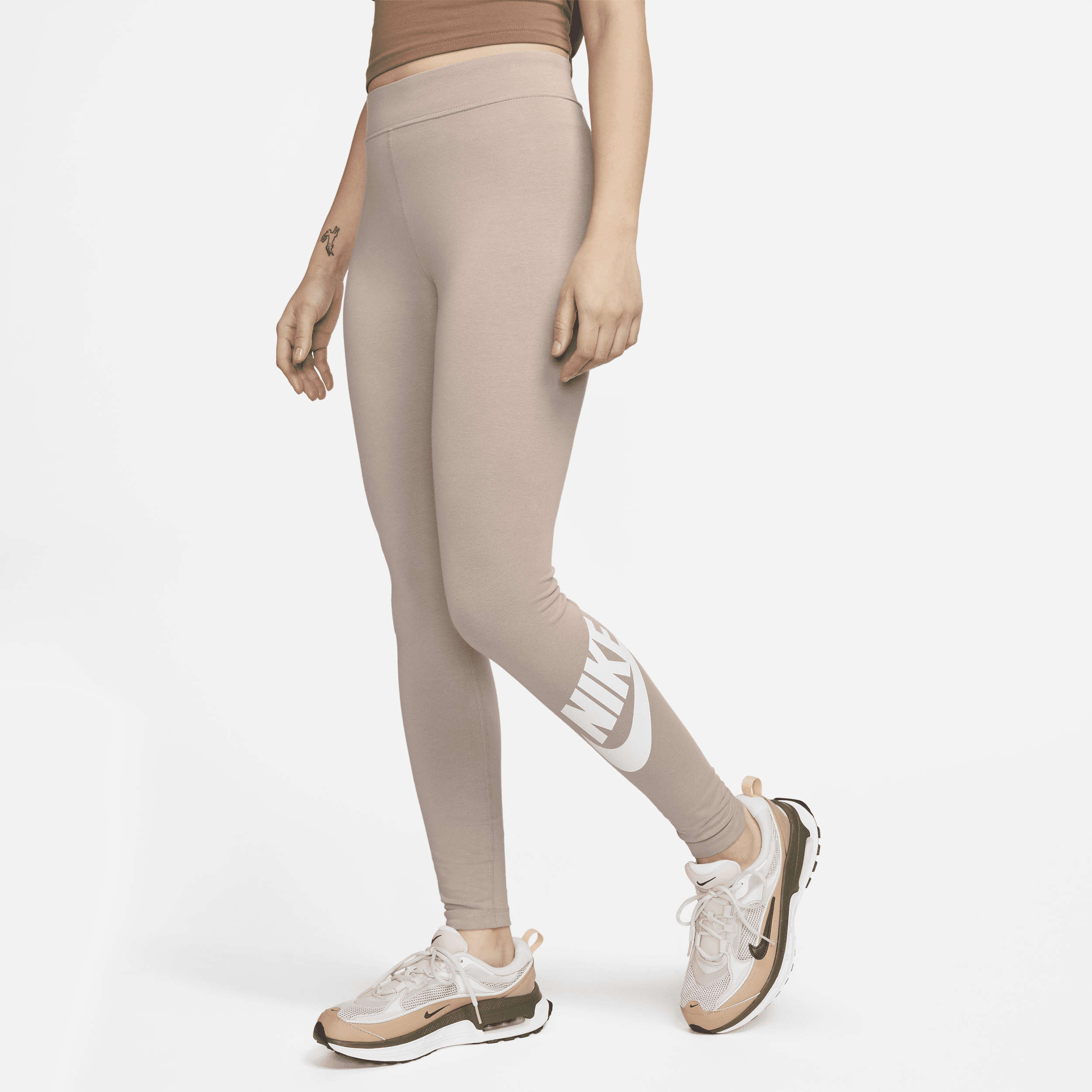 Nike Women's  Sportswear Essential High-waisted Logo Leggings In Brown
