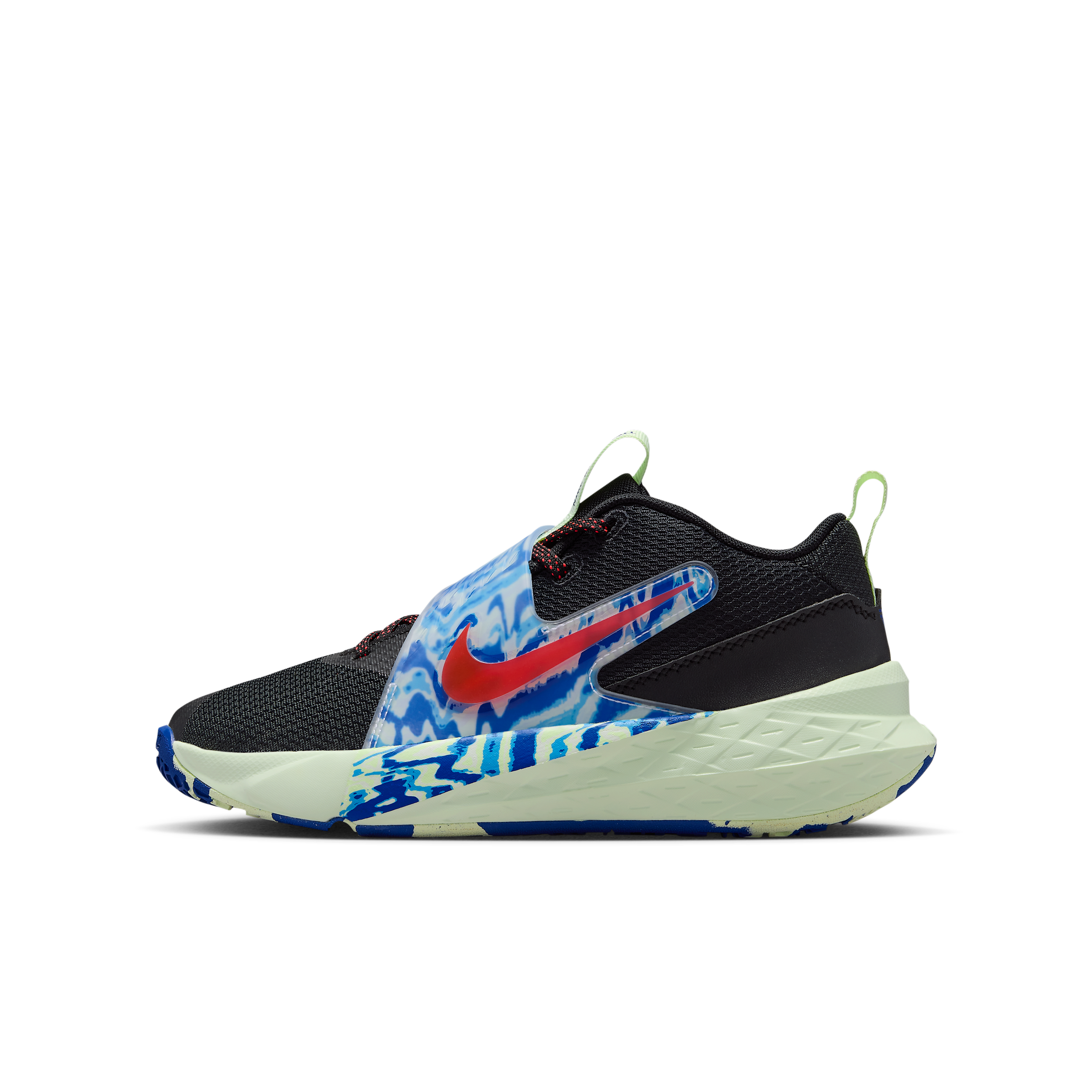 Nike Kids' Grade School Hustle D12 Shoes, Boys', Size 5.5, Black/Bright Crimson-Game Royal