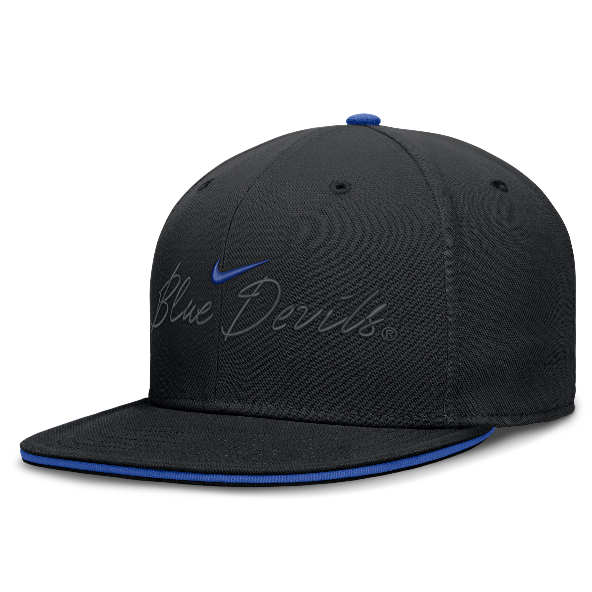 Nike Men's Black Duke Blue Devils Dri-fit Primetime Script Fitted Hat - Black