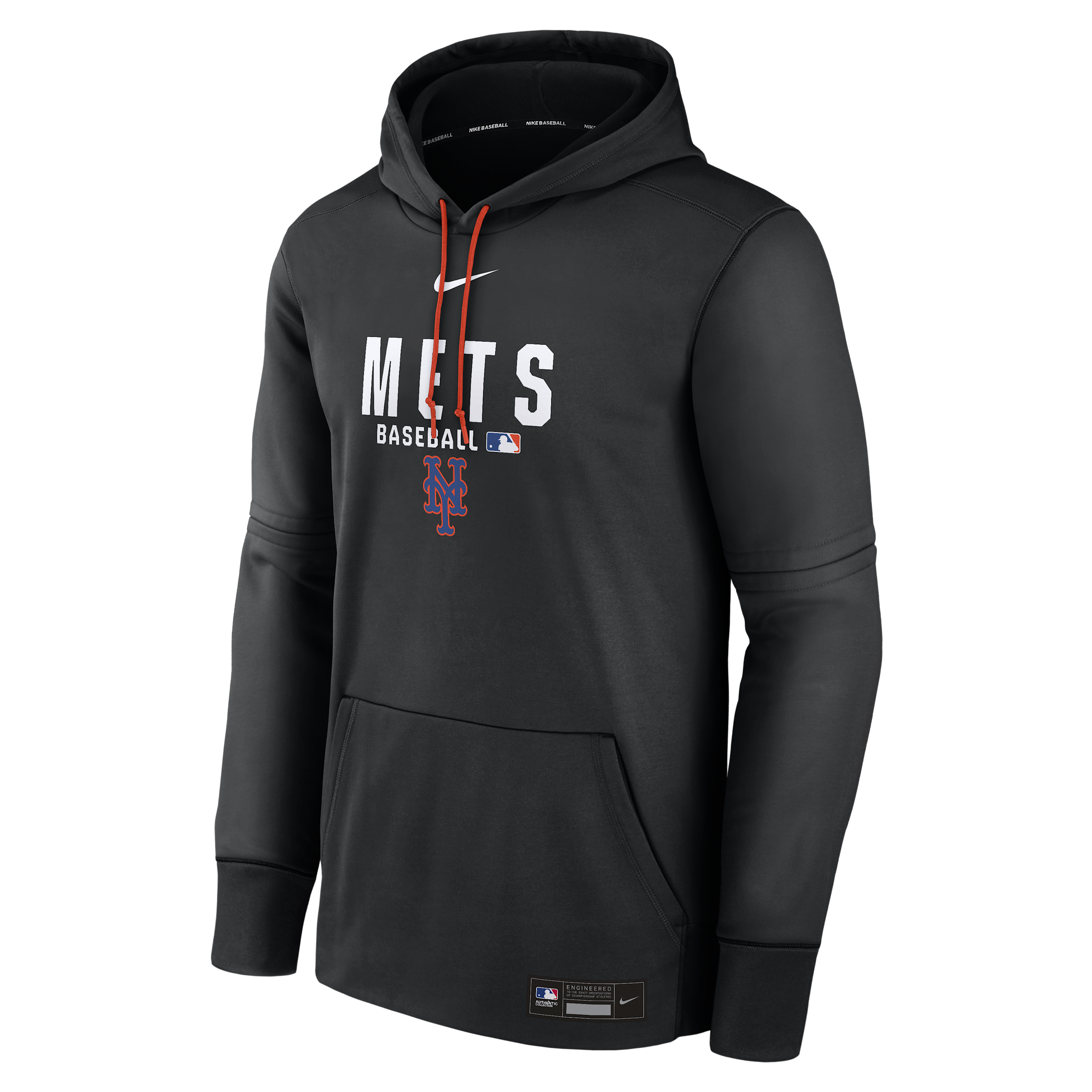 Men's New York Mets Authentic Collection Nike Therma MLB Pullover Hoodie in Black | NAC3088NNME-RMG