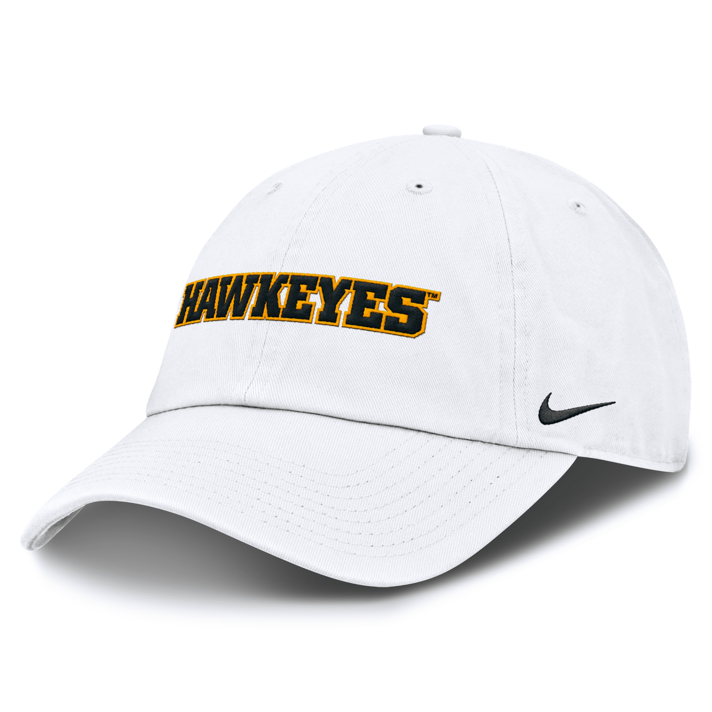 Nike Iowa Hawkeyes Core Club Mascot Wordmark  Men's College Adjustable Hat In White
